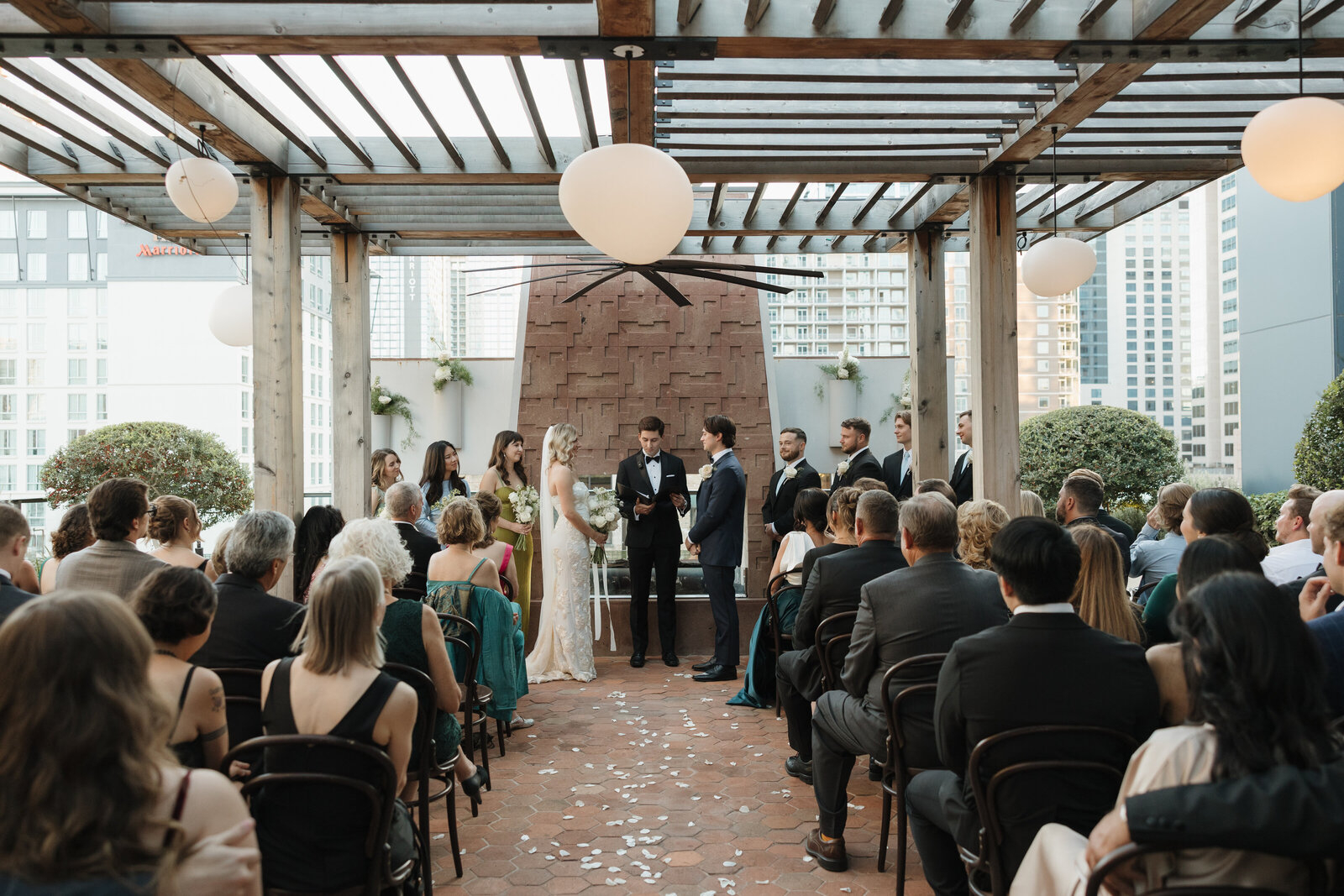 A wedding ceremony at Thomas Hotel in Austin Texas. 