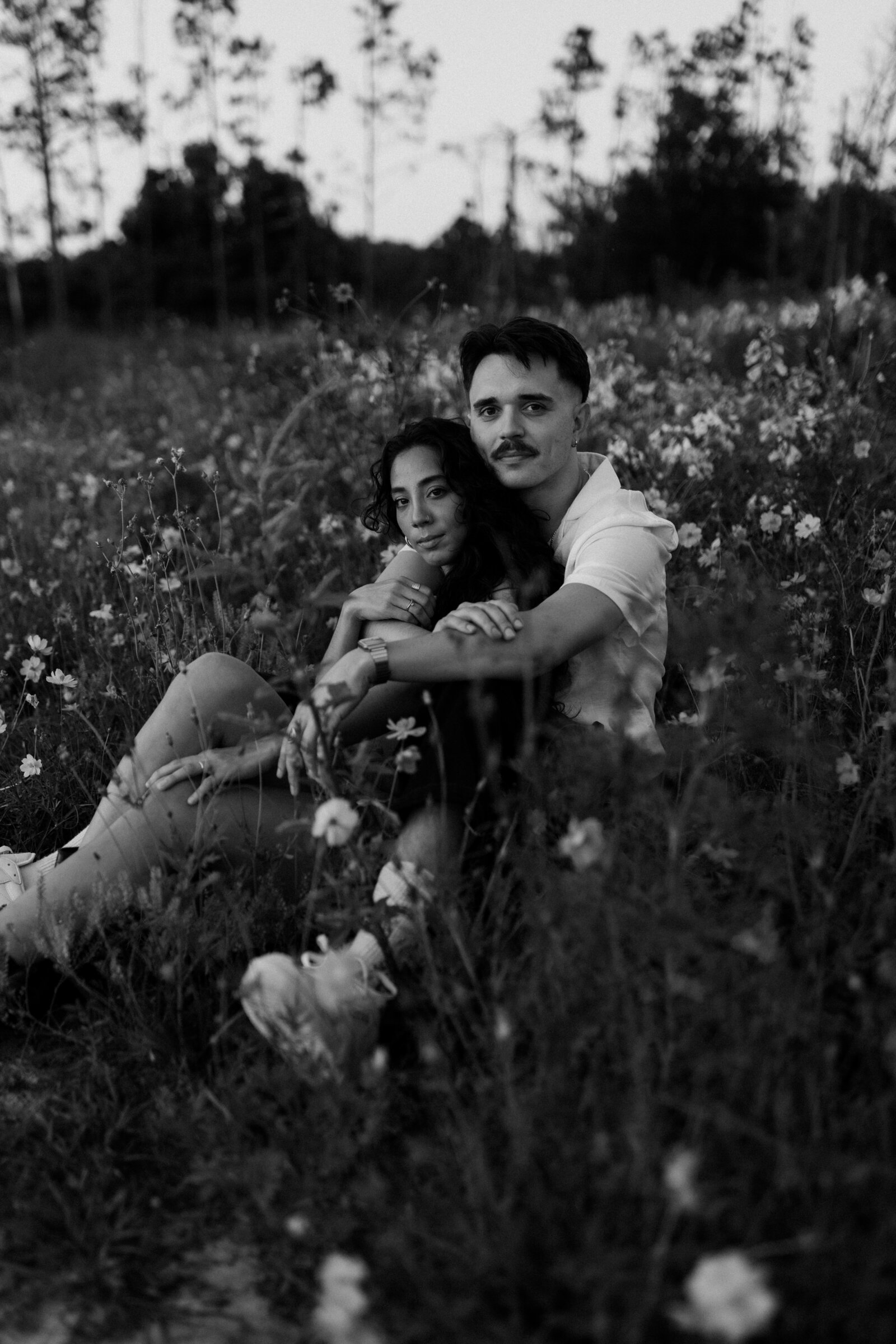 Couple Photoshoot In Field of Flowers