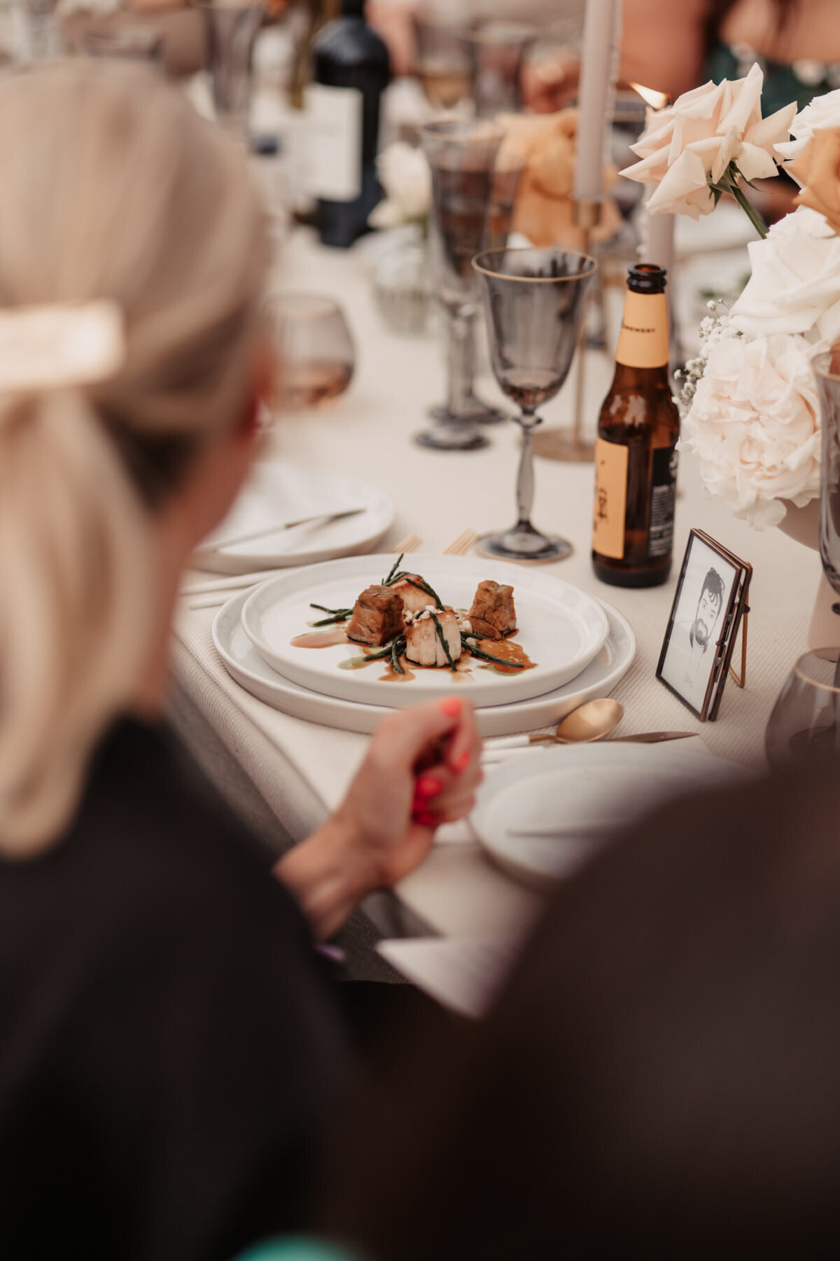 Meal served during wedding reception at Came House