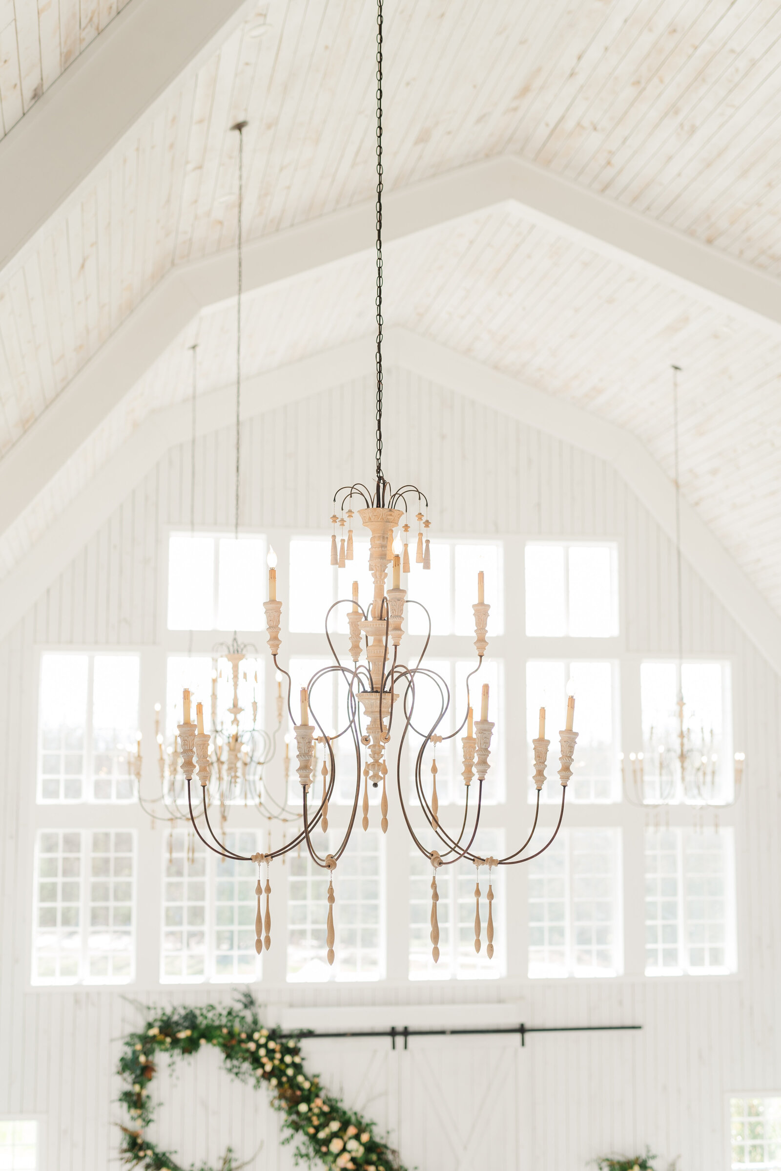 wedding venue with chandelier