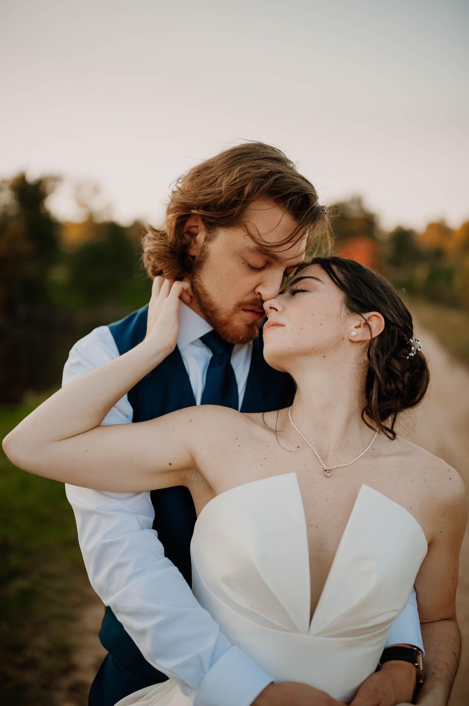 couple hugging during wedding day