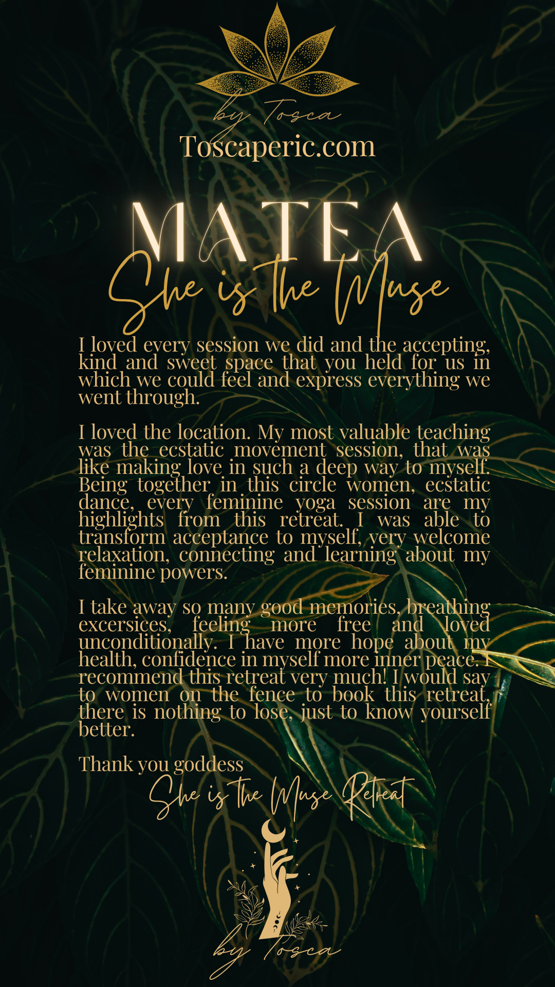 Feminine Embodiment Retreats Feminine energy retreats self-love mentorship feminine leadership mentorship Tosca Peric Retreats Tosca Retreats