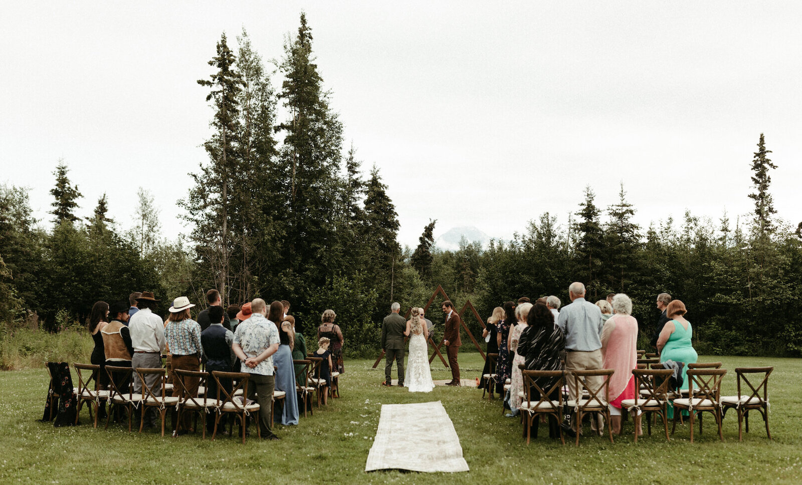 a large group of people gathering for a wedding ceremony