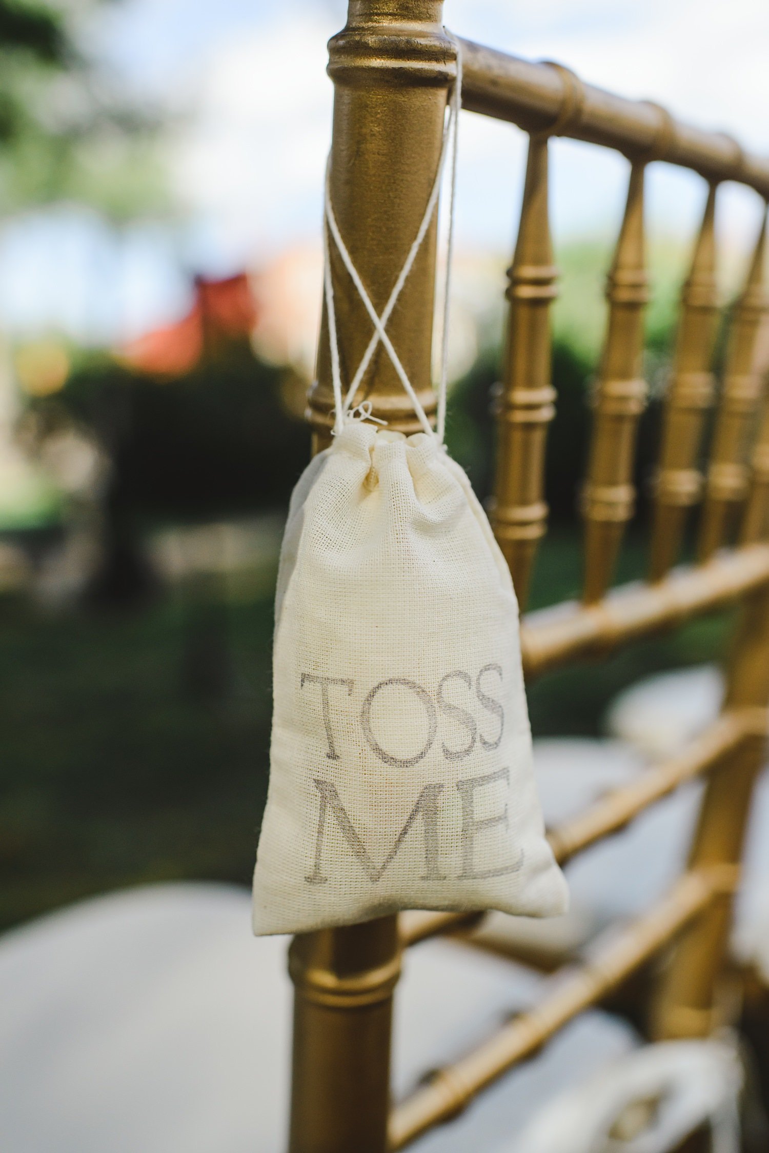 Toss me muslin ceremony toss bags at The Webb Barn in Wethersfield, CT
