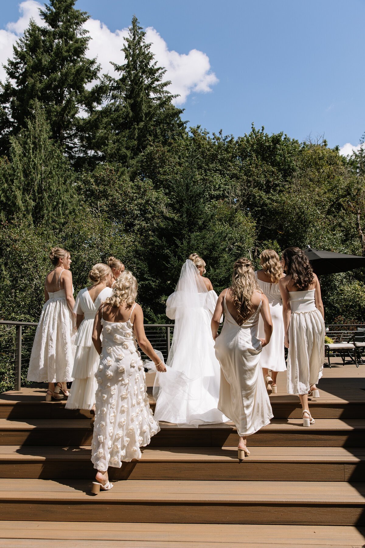 Bridal party walking taken by destination wedding photographers Erica Rochelle Photography