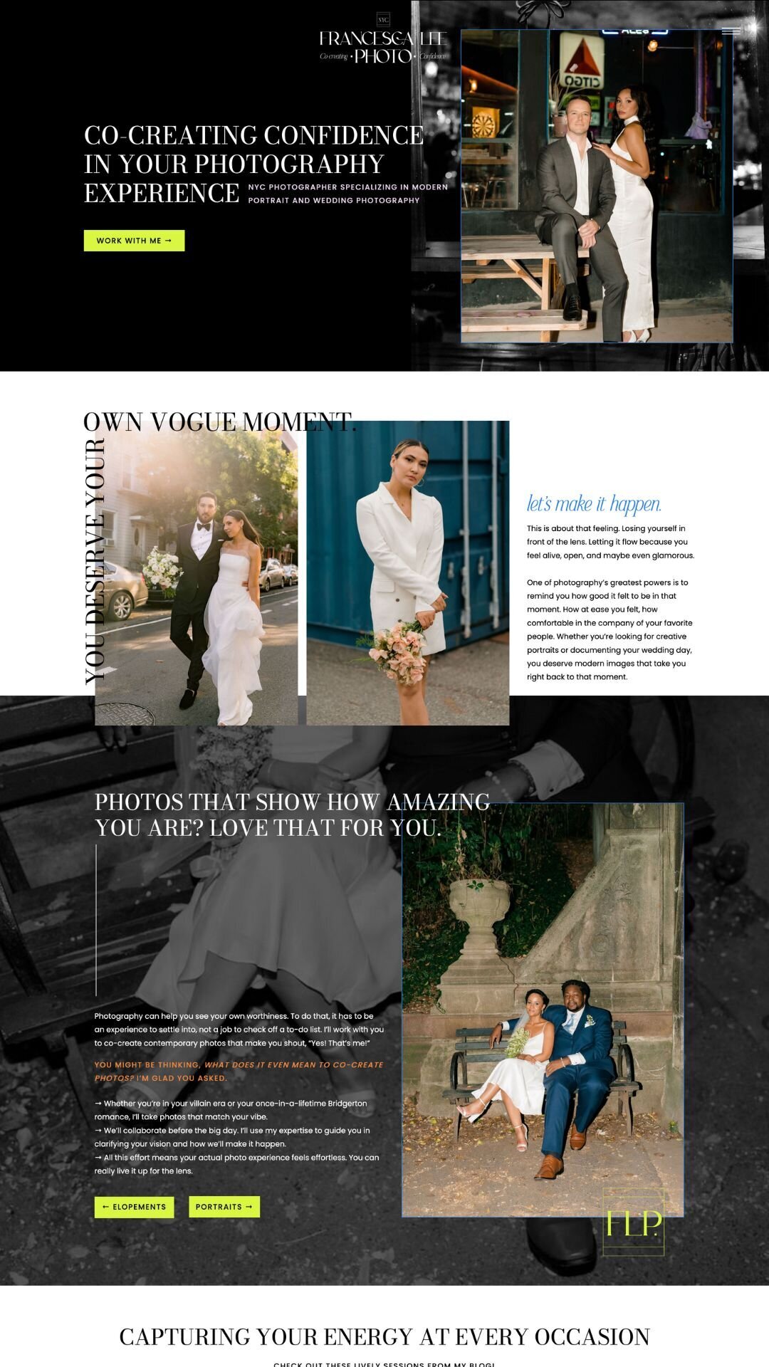 Website homepage for a NYC photographer.