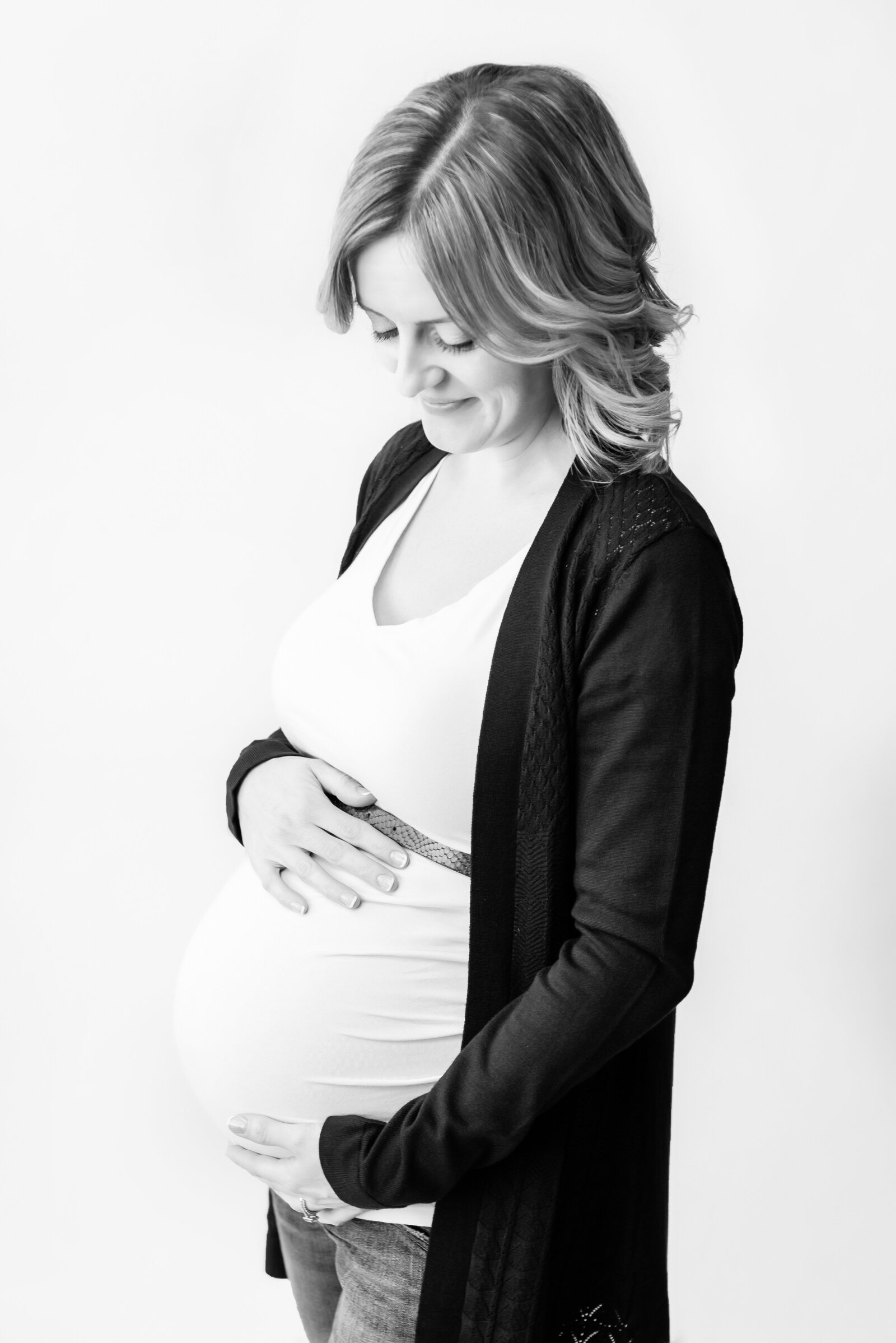 Pregnant woman in photography studio in Kennebunk Maine