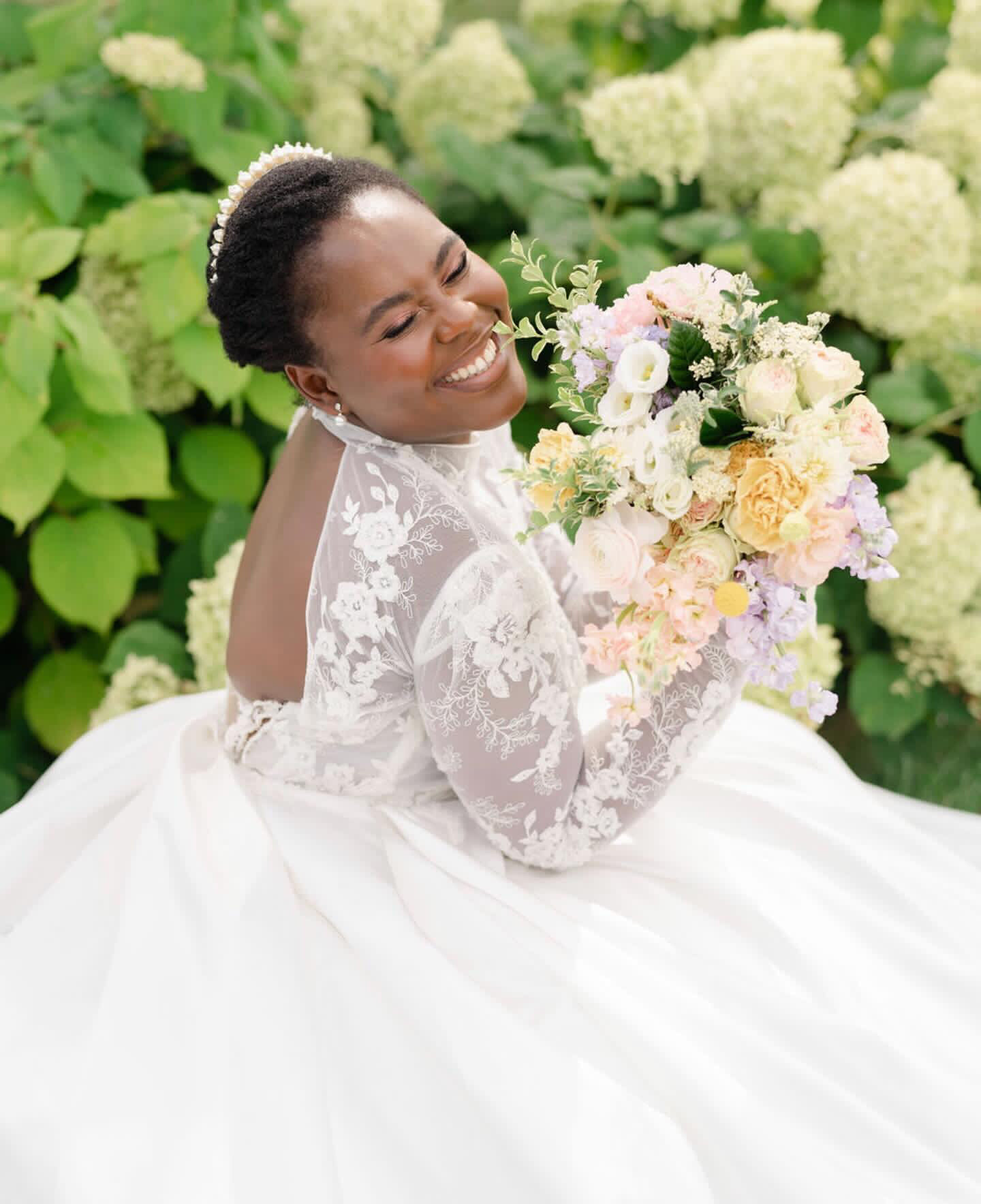 bride with florals