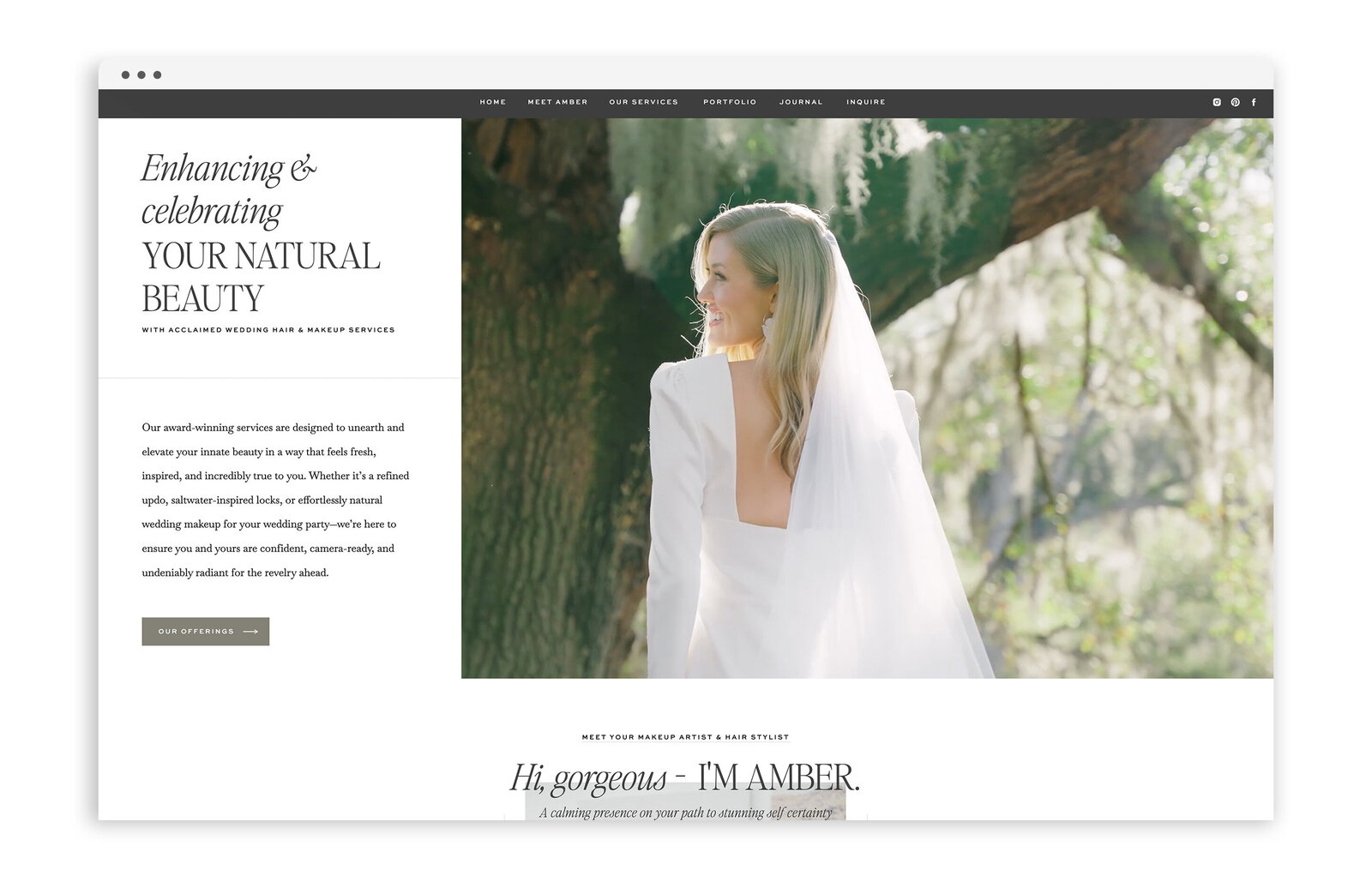 Custom Brand Branding and Showit Web Website Design for Wedding Hair and Makeup Artist - Amber Papastavros