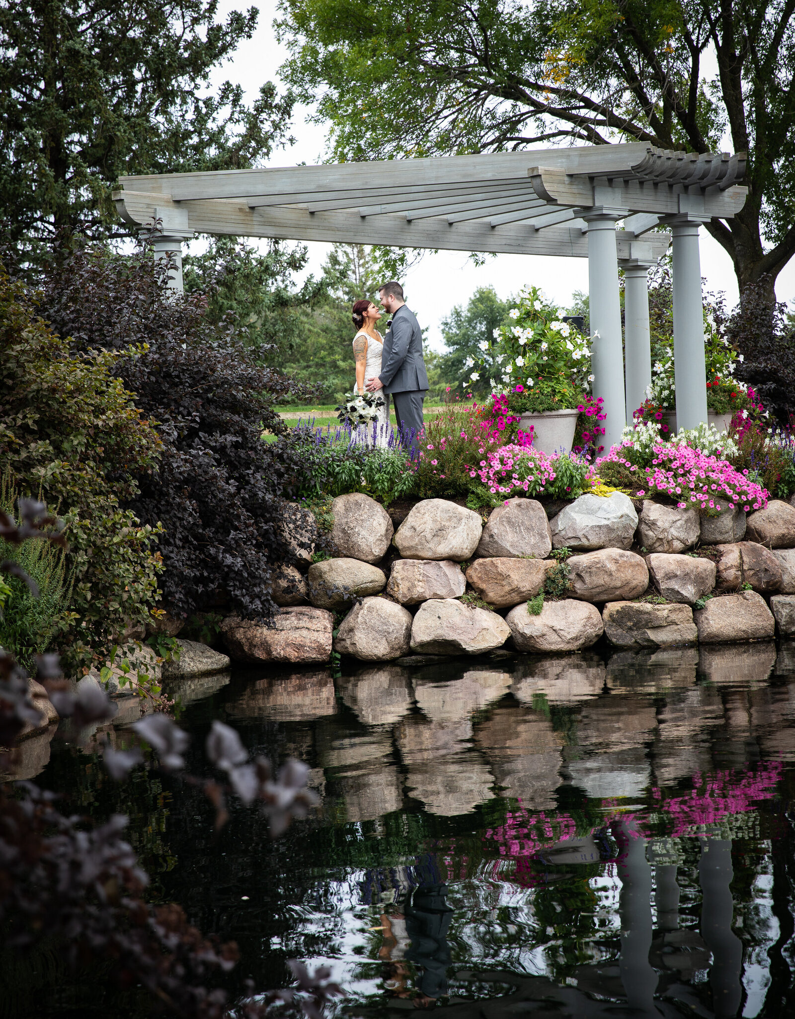 Bride Groom in Flower Garden