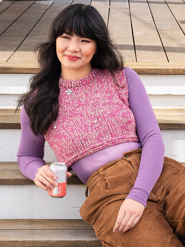 Natural makeup for mmodel sitting on front porch steps