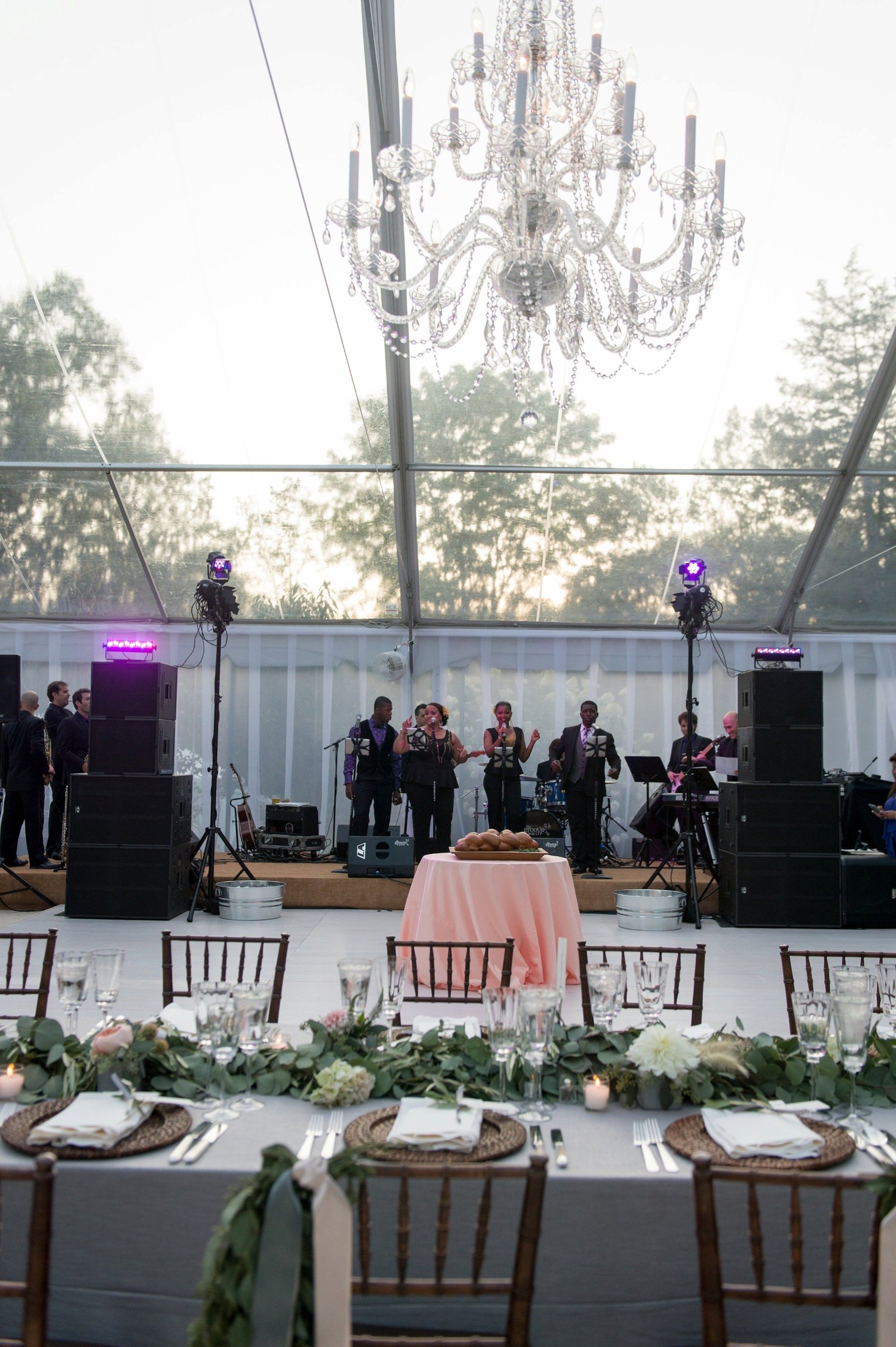 Clear top tent home wedding in Washington, CT