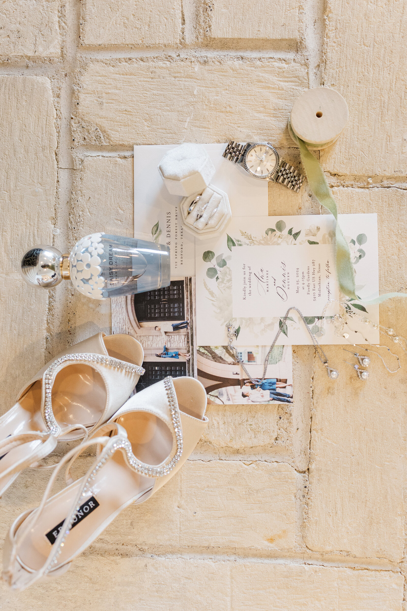 Bride wedding accessories flat lay photography