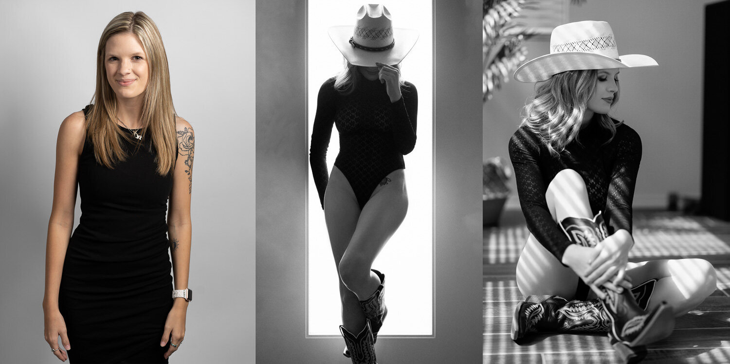 Art of You Boudoir client transformation – from natural beauty to fully styled and empowered in a luxury boudoir session in Austin, TX.
