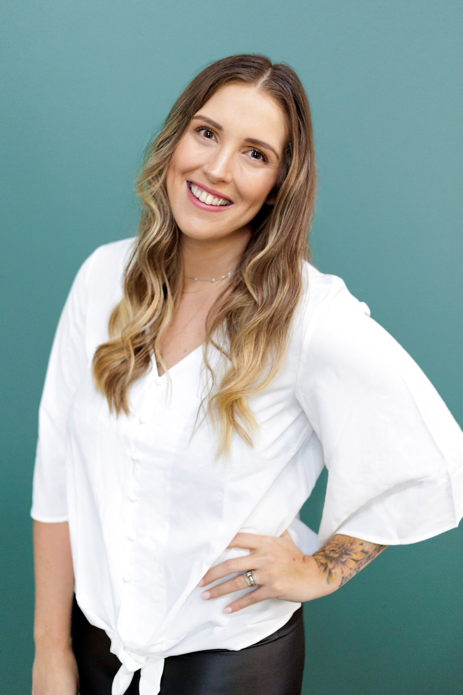 Lifestyle headshot of woman accountant in studio brand session Vancouver, Washington