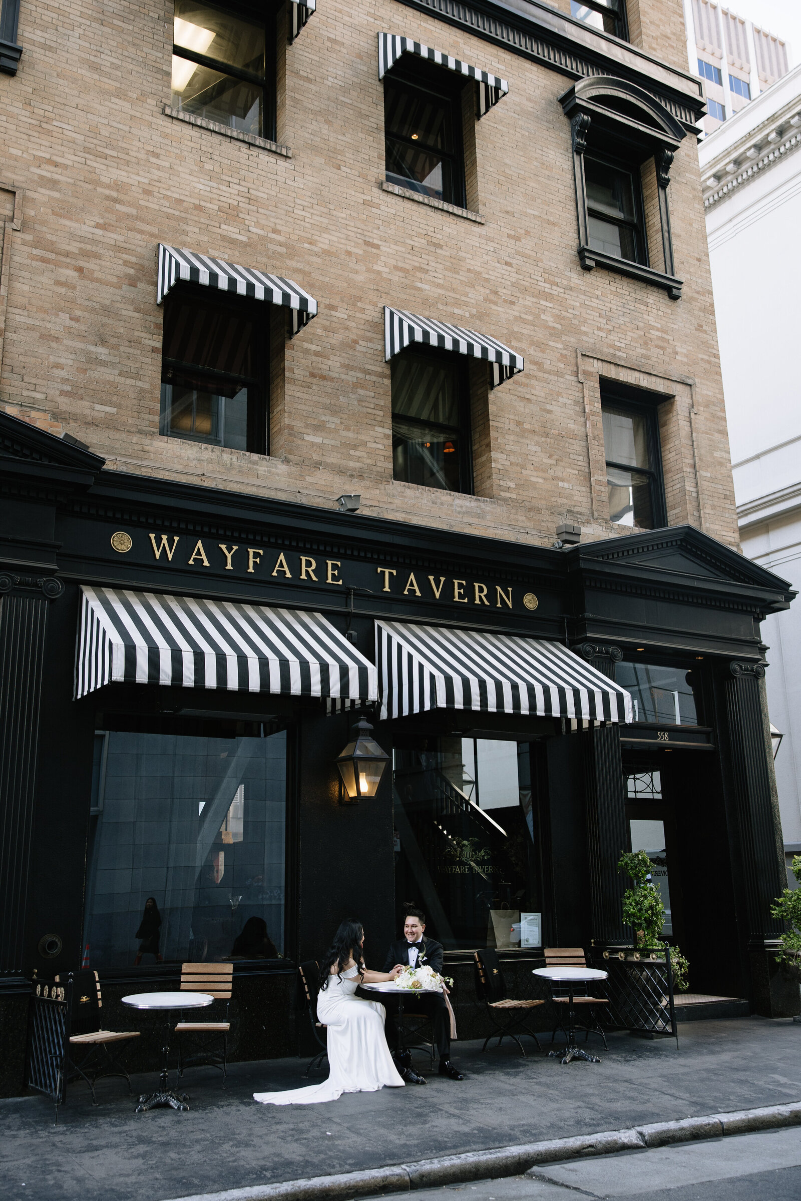 Bridal portraits outside Wayfare Tavern during San Francisco wedding reception