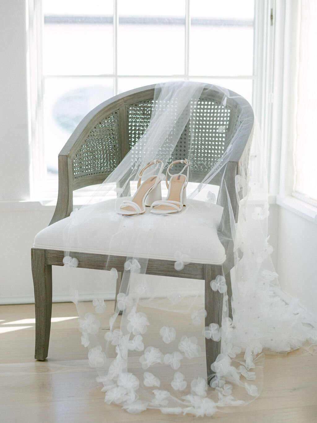 Chair with wedding shows and veil for alys beach wedding