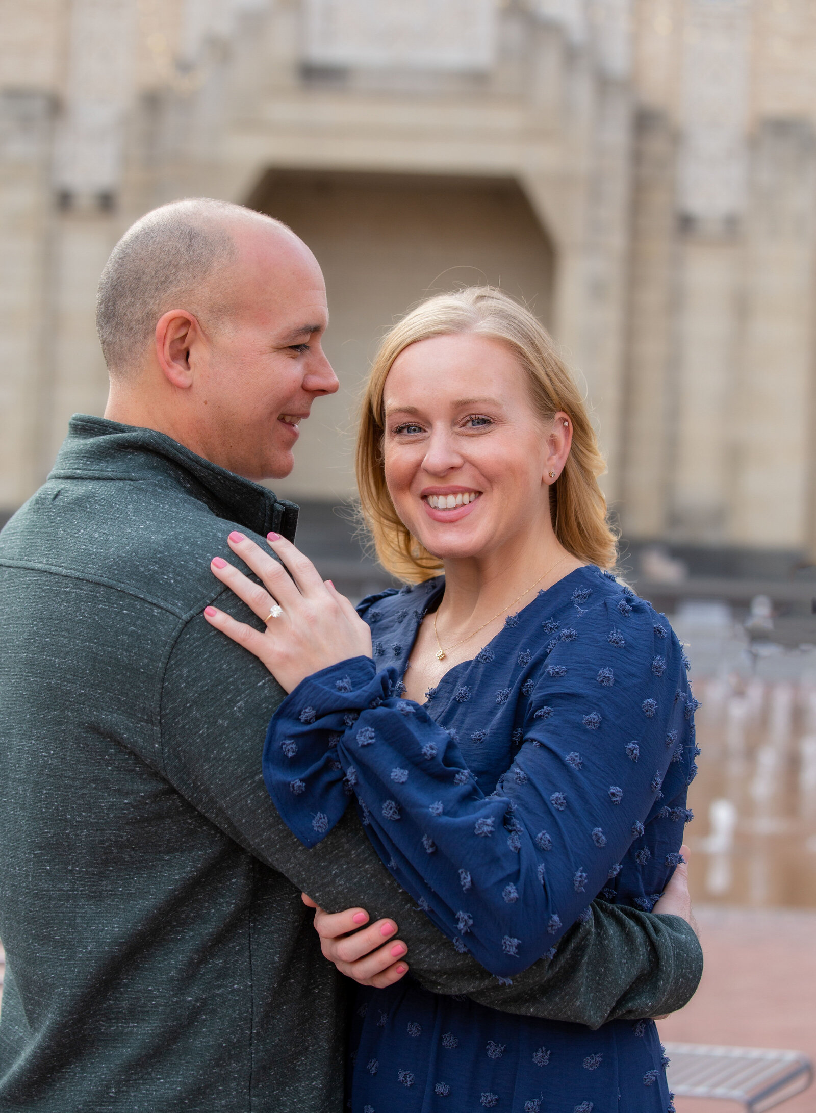 happy couple embracing
