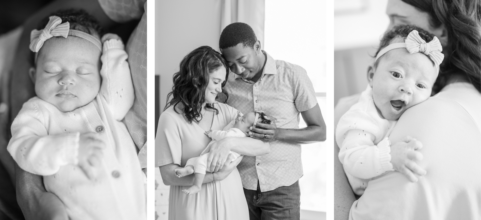 Three collage photos of a low country bride and groom. Left photo is a close up of the bouquet with the couple blurred behind. The middle image is full length with spanish moss hanging. The third image is of the bride laughing.