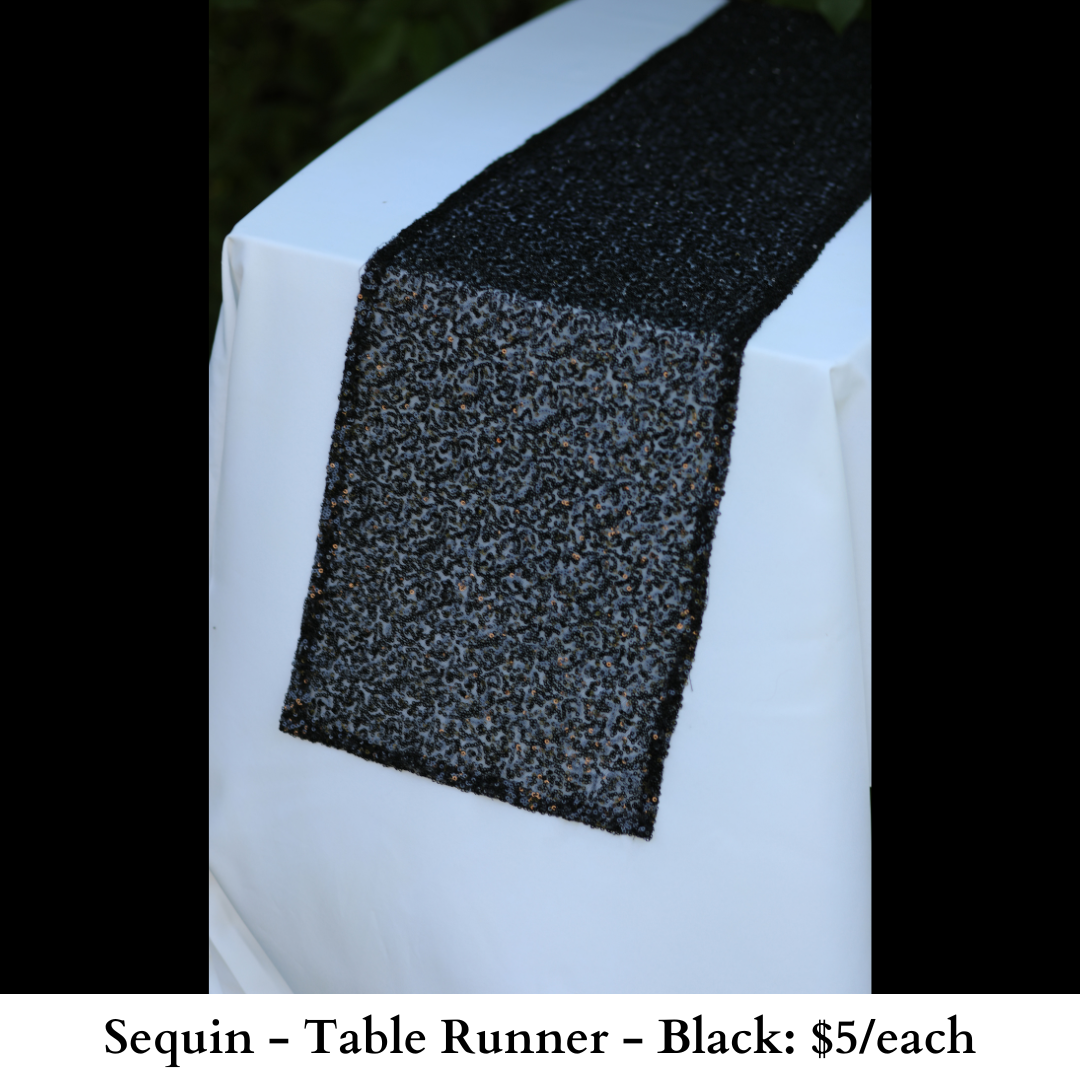Sequin-Table Runner-Black-180