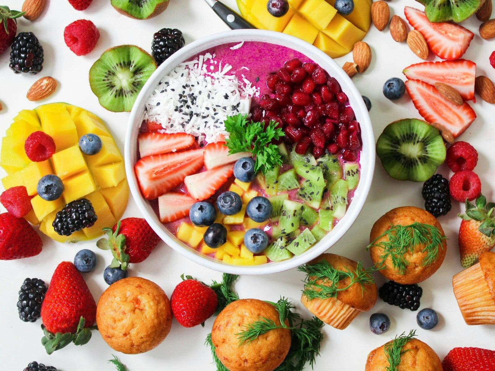a balanced diet of fruit and veggies