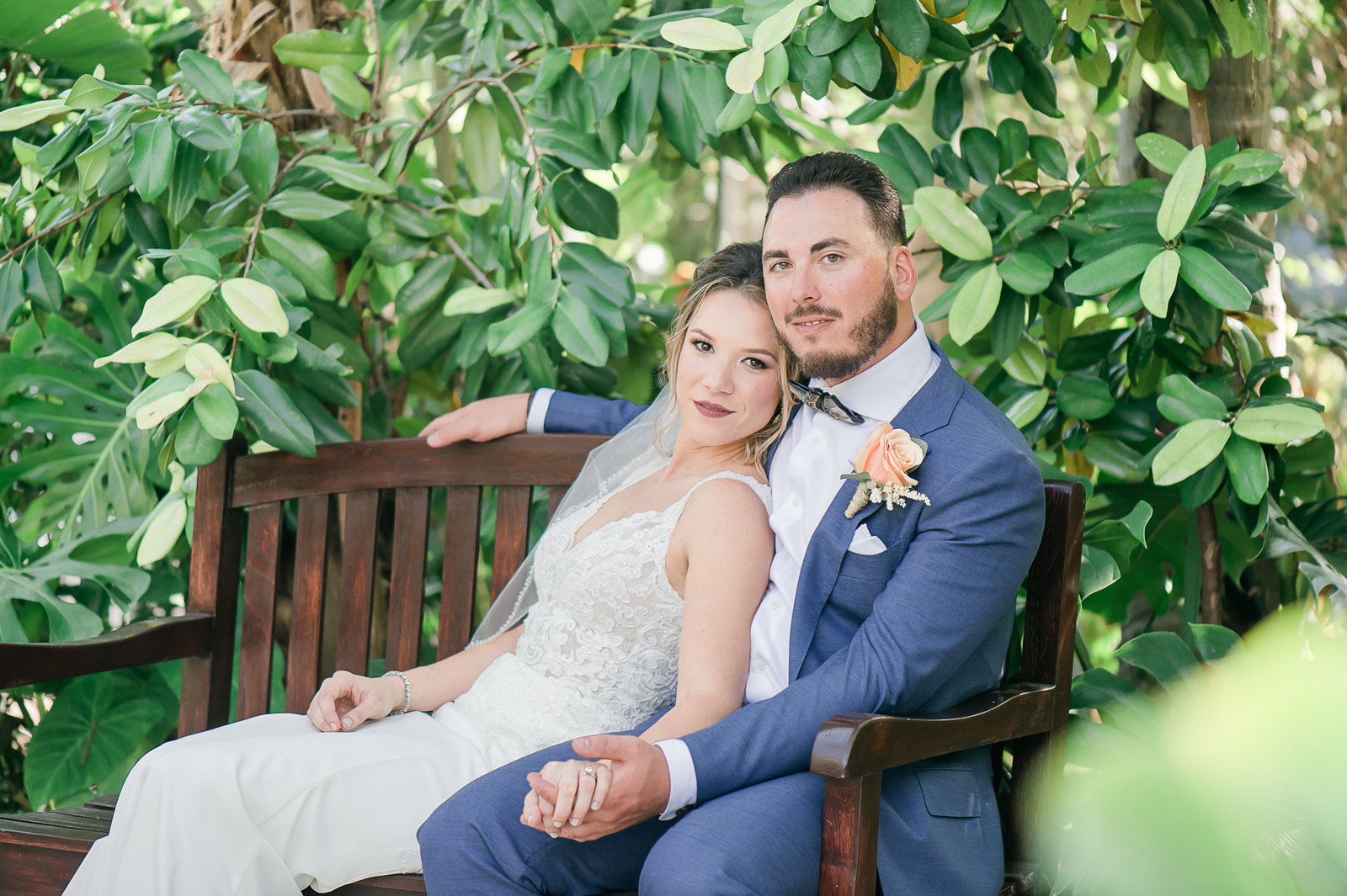 Bride and Groom Rustic Bench - Sundy House by Palm Beach Photography, Inc.