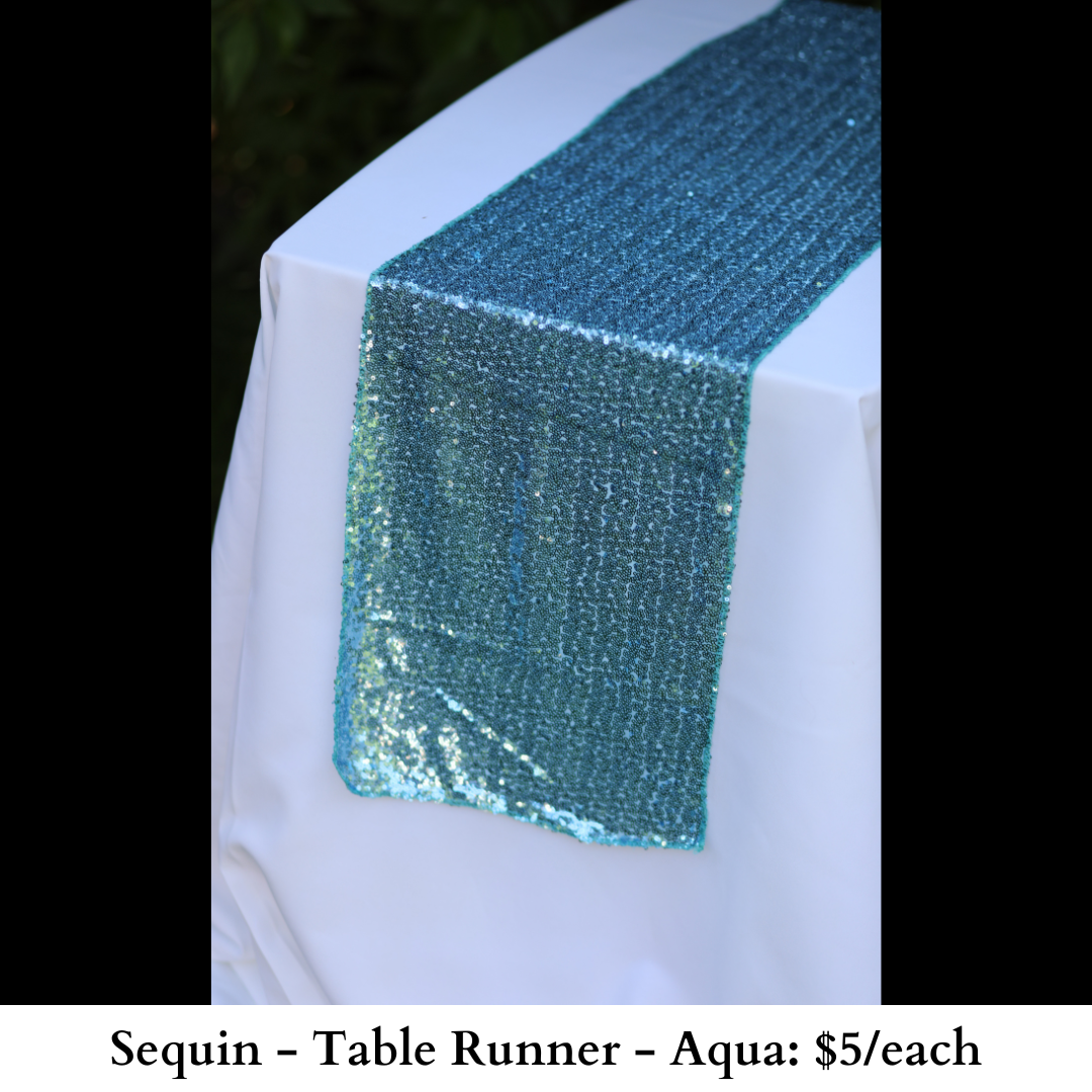 Sequin-Table Runner-Aqua-685