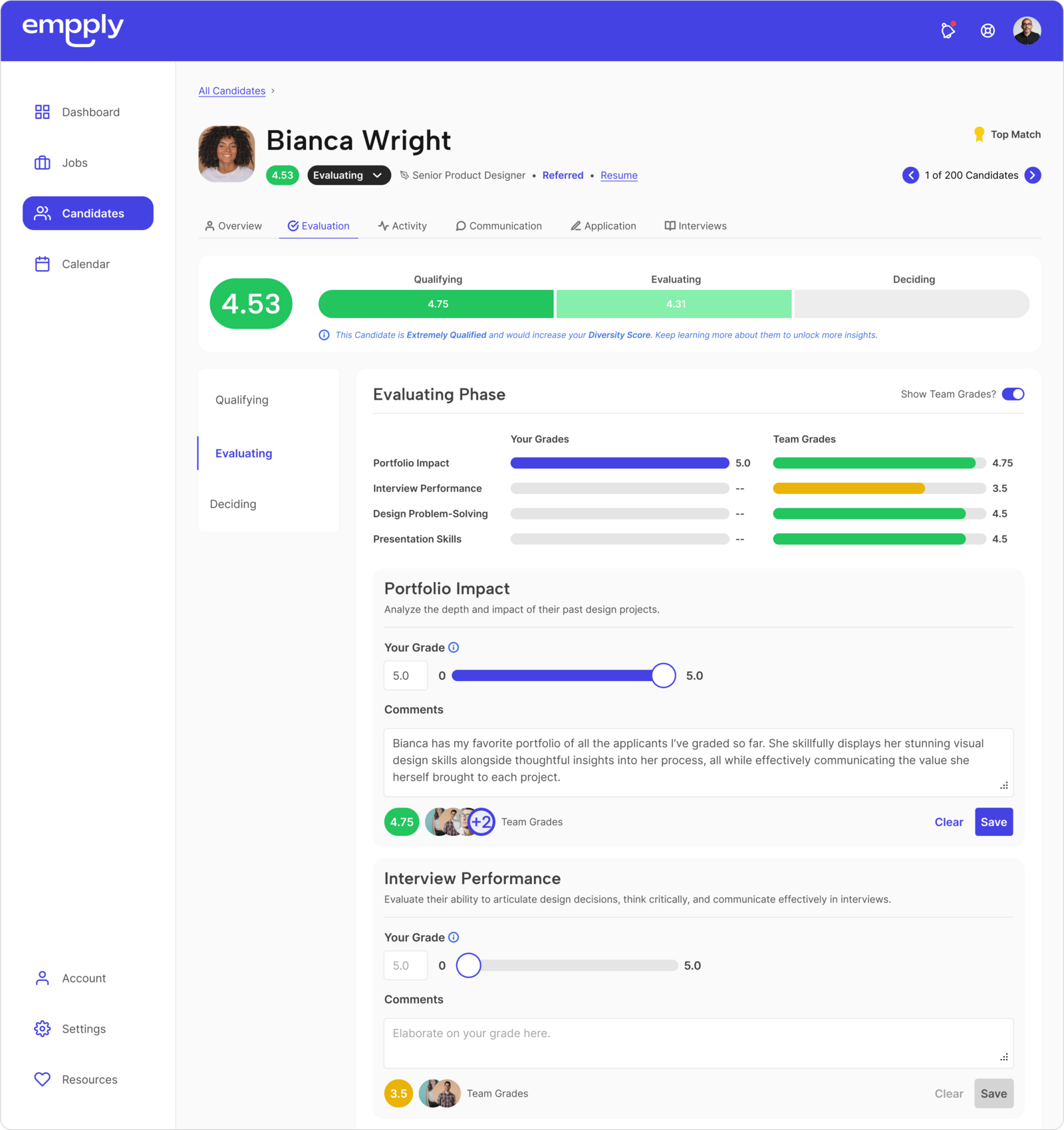 Grades – Show Team Grades