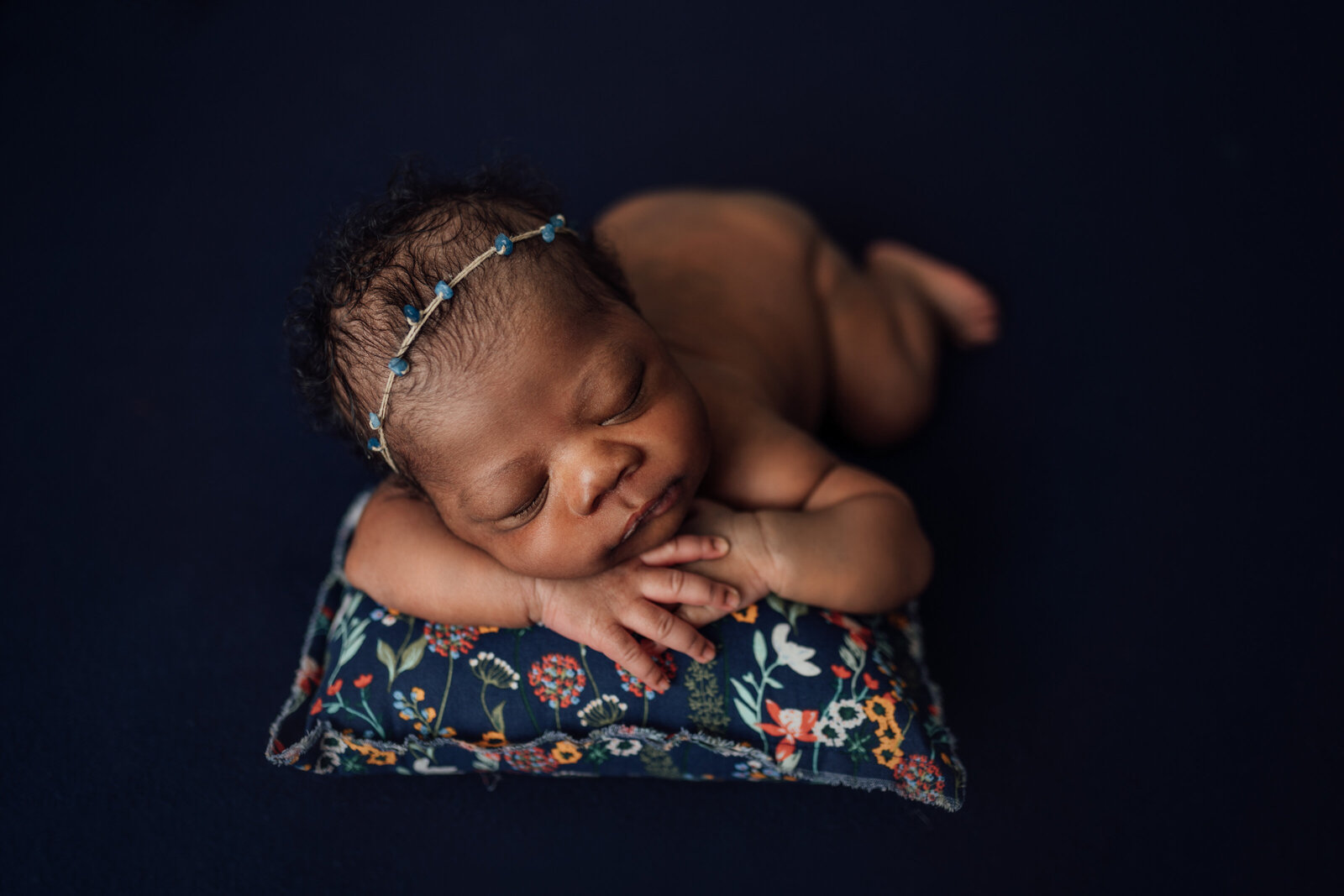 newborn baby girl posing during photography session in Tampa Bay