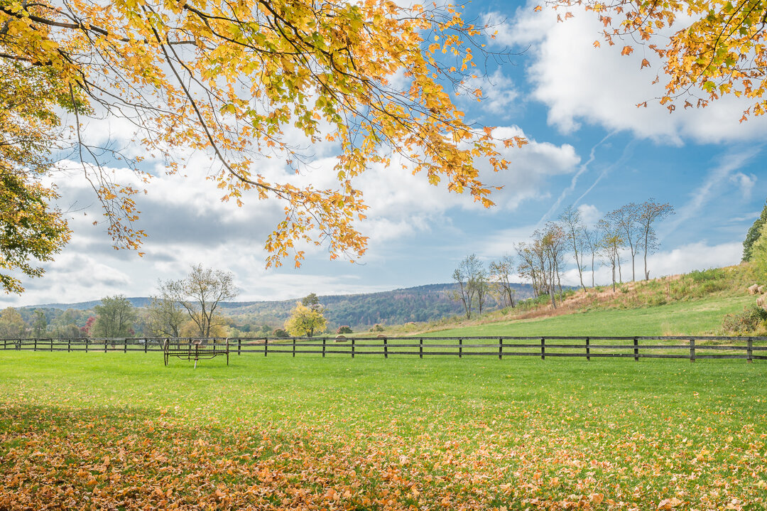 Beautiful Fall Day with rolling hills, blue sky and wooden fence. Photo taken by Dripping Springs Texas based Lydia Teague Photography.