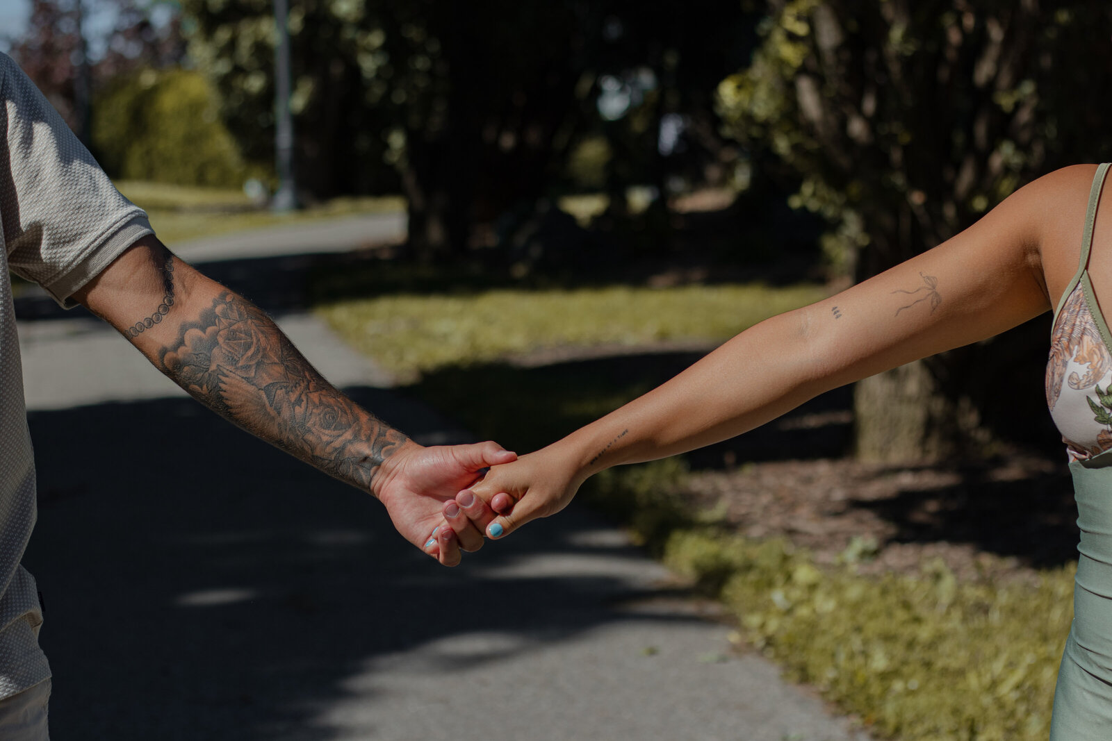 Couple holding hands 