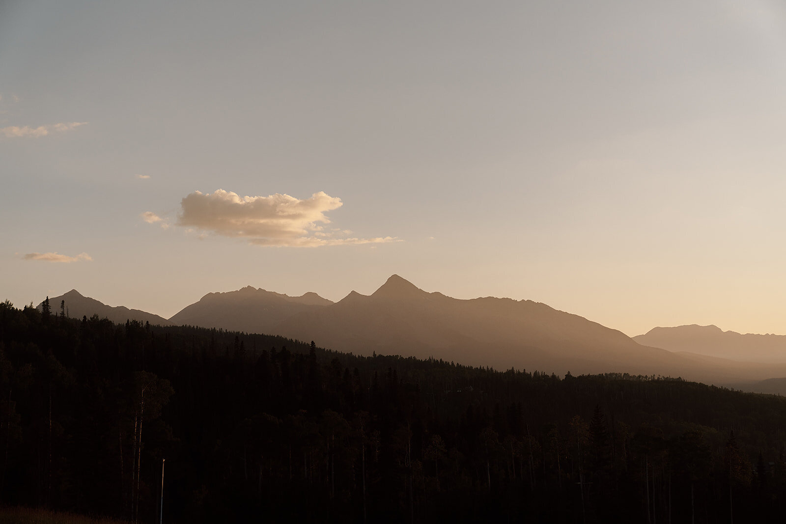Sun setting over San Juan mountains