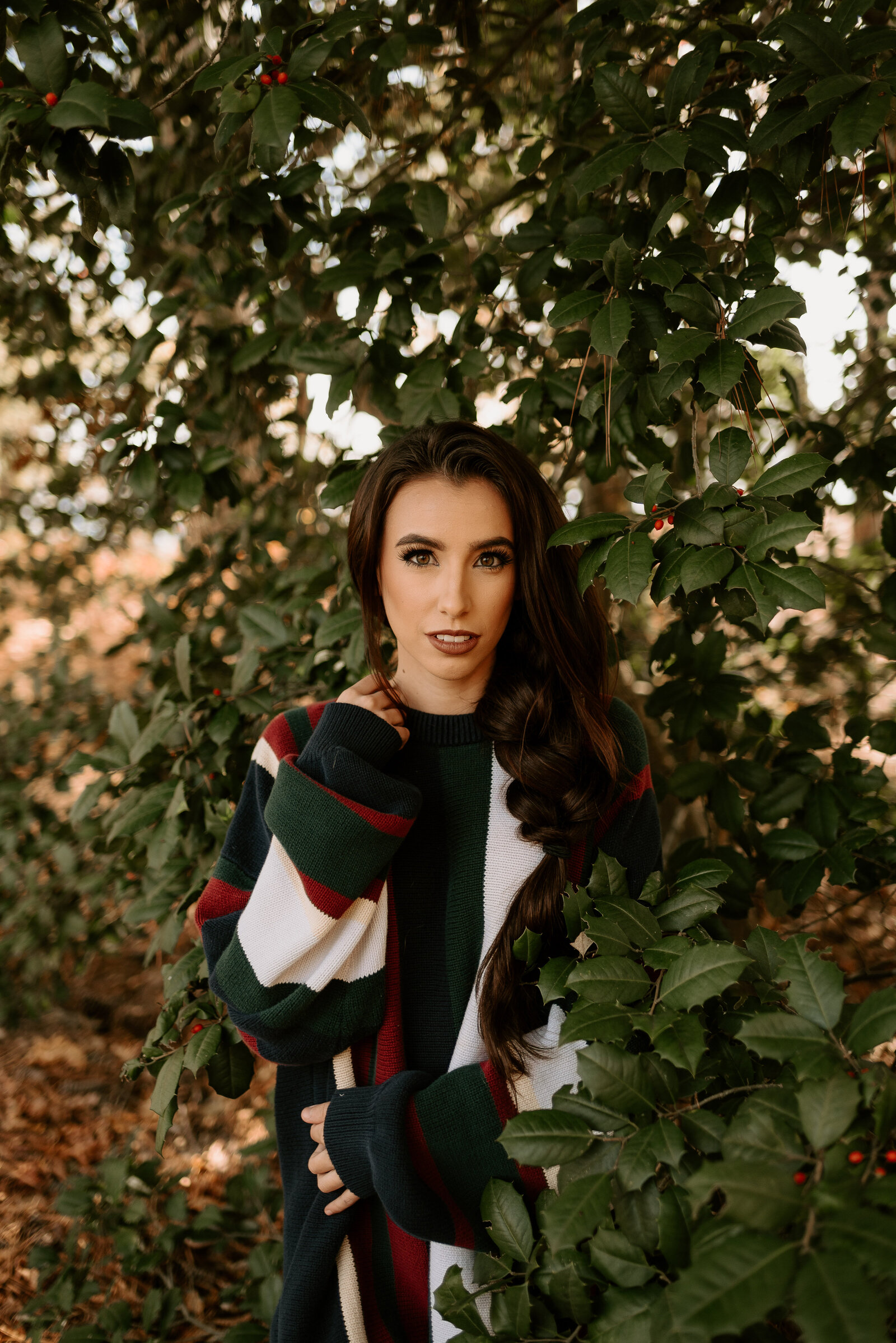 serious look striped sweater