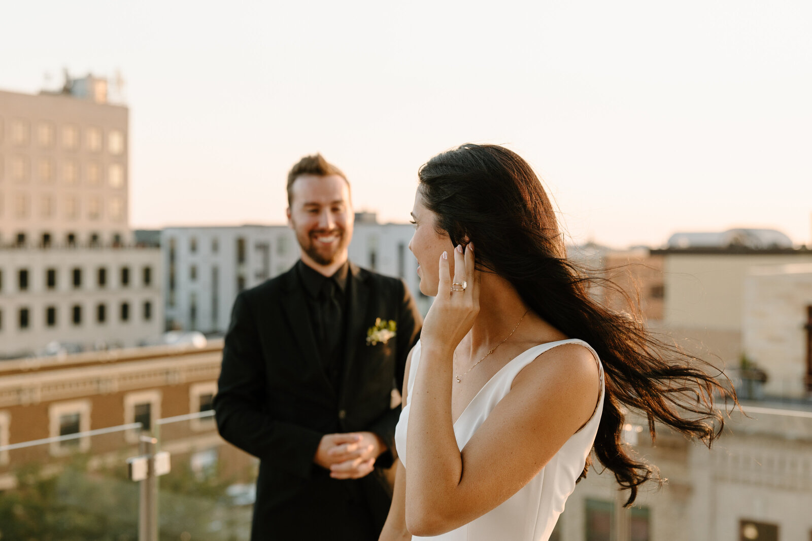sunset photos with city in background