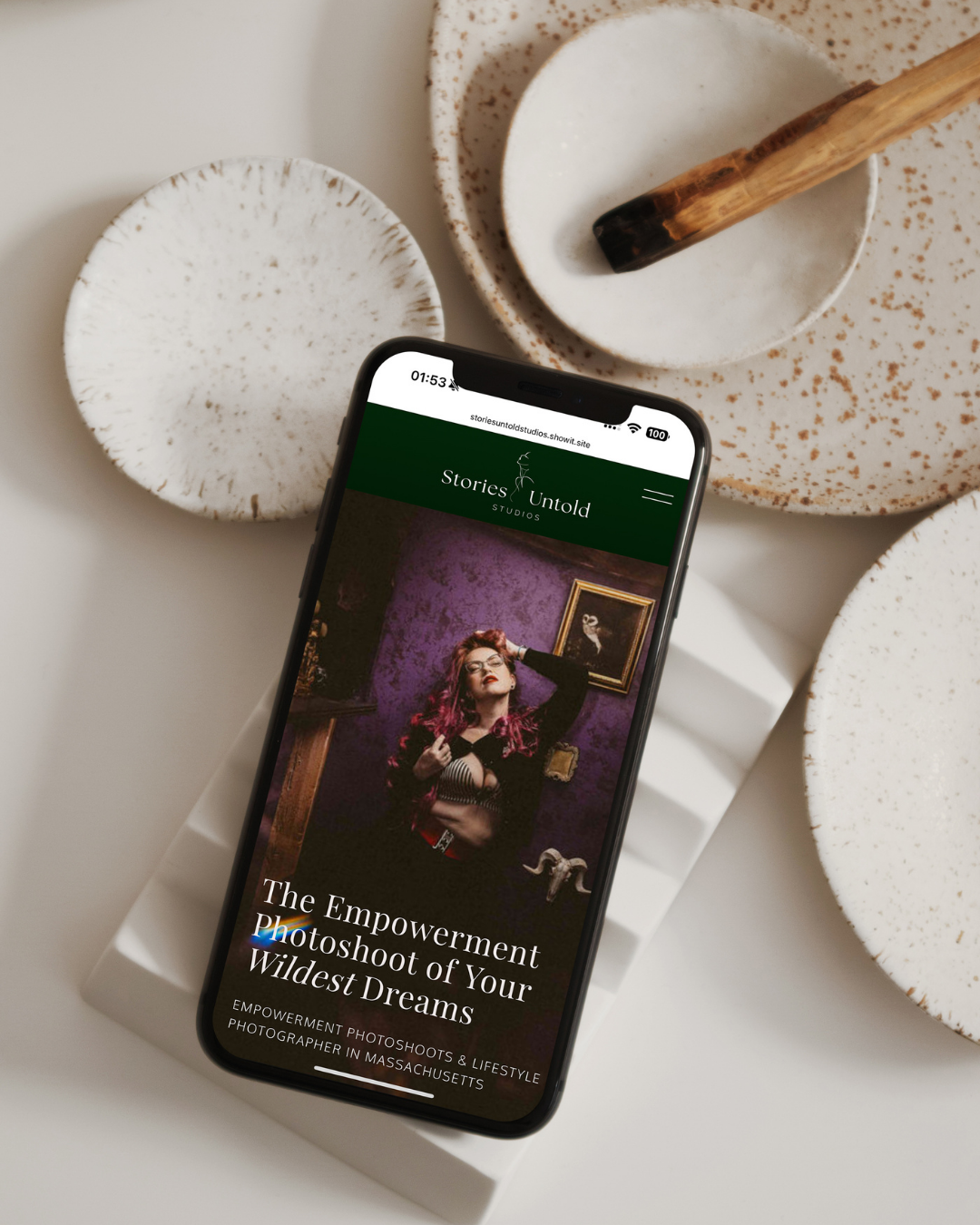 Custom website design for Stories Untold Studios, a Boudoir Photography in Massachusetts