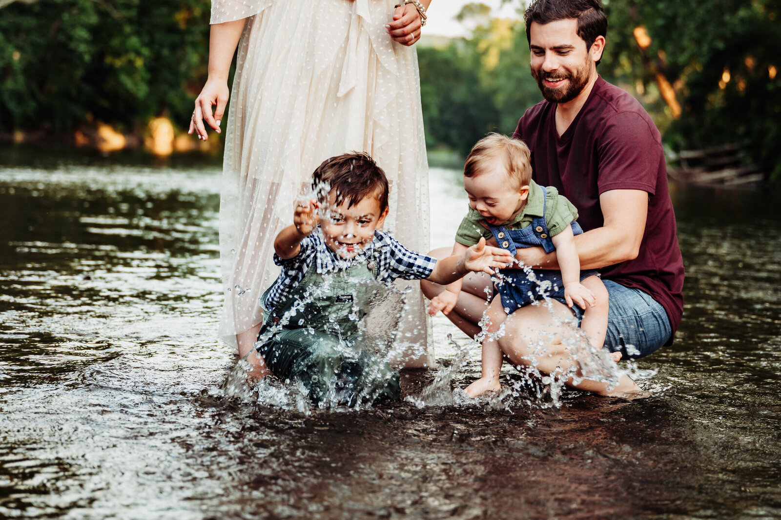 Family Playing in the Water