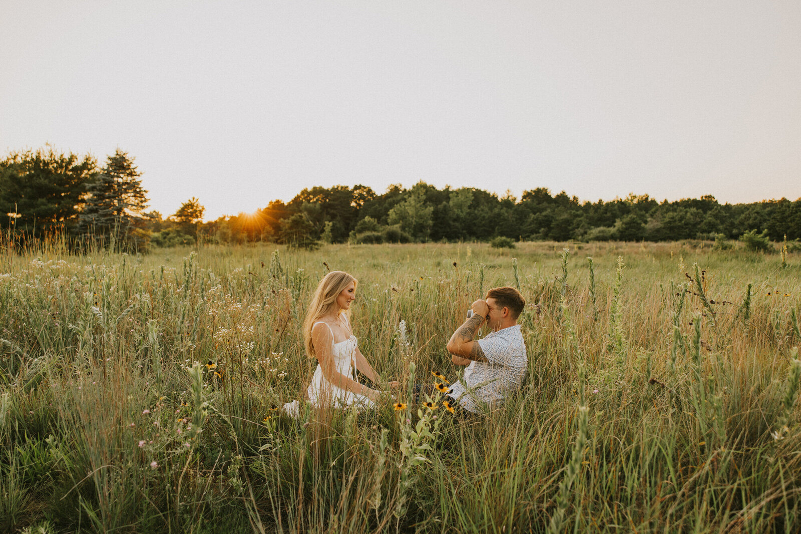 Couple Engagement Session In Field by Mallory's Gallery