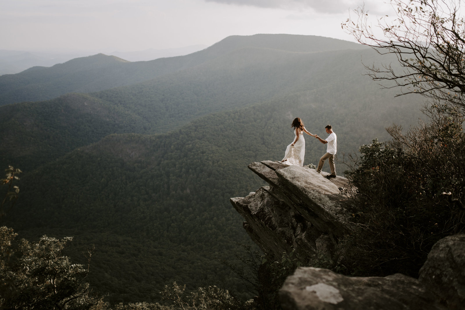 A couple eloping in the mountains of North Carolina near Asheville