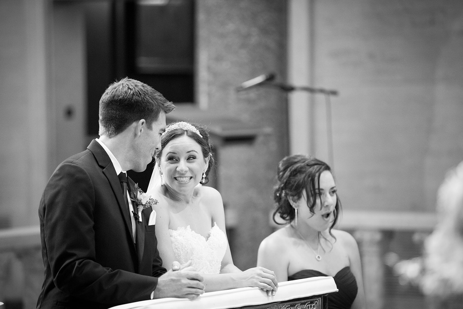 bride and groom saying their vows at the immaculata