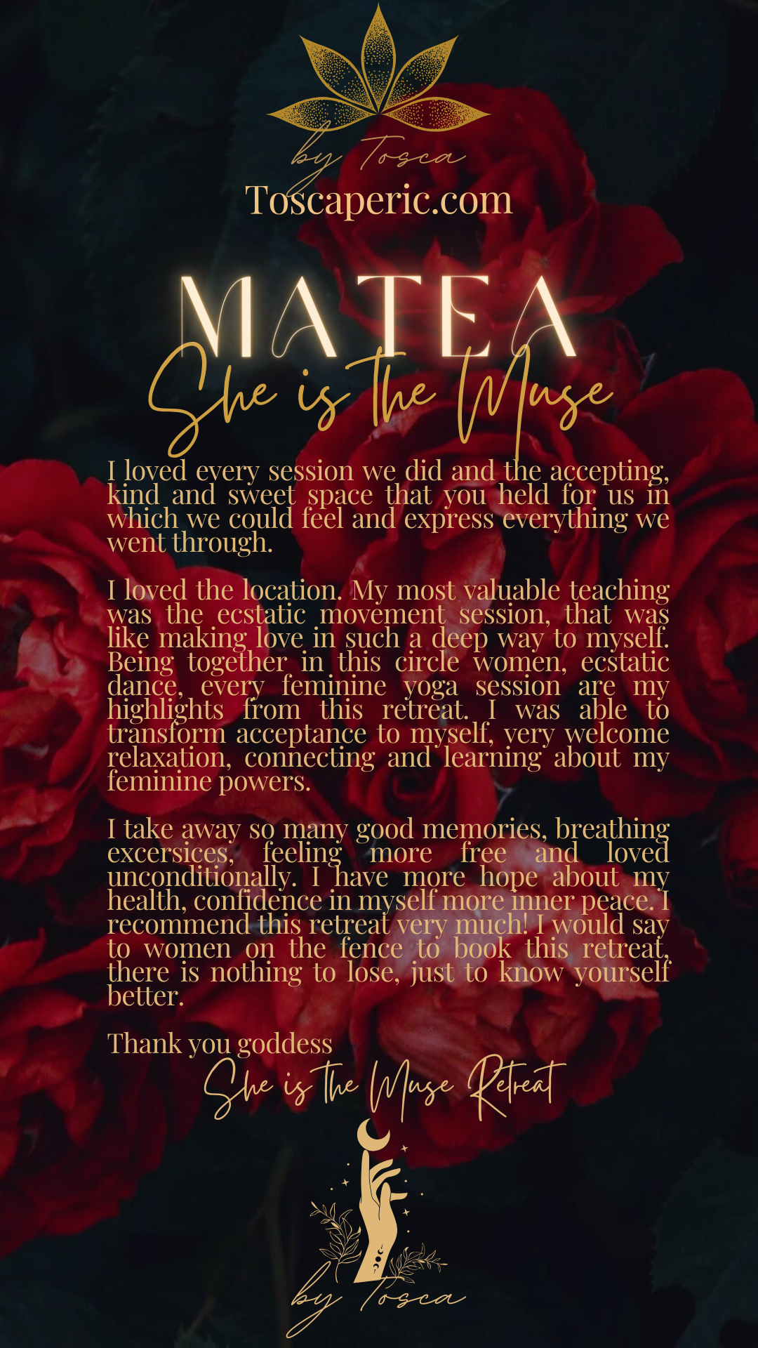 Feminine Embodiment Retreats Feminine energy retreats self-love mentorship feminine leadership mentorship Tosca Peric Retreats Tosca Retreats