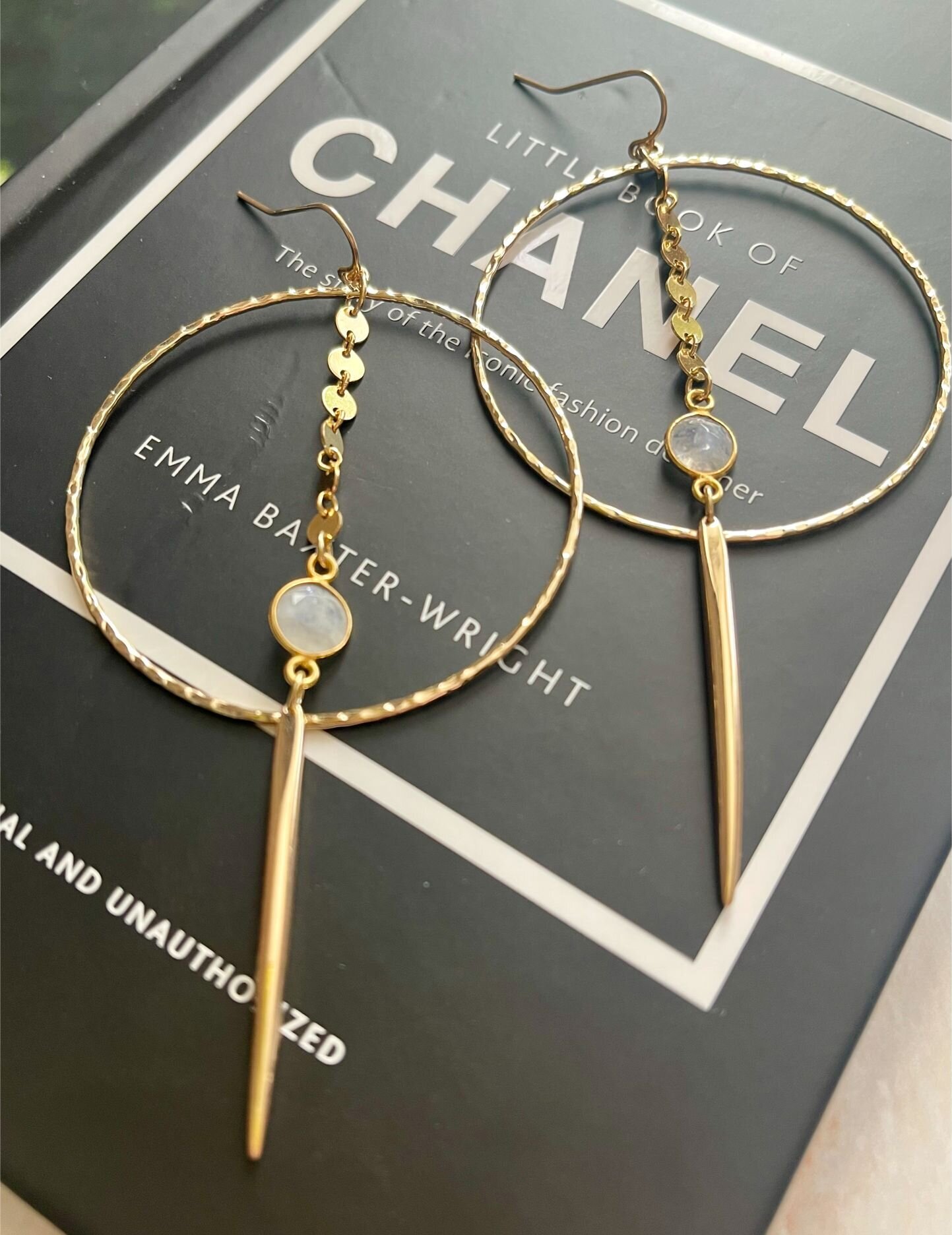 The Project Gold-Filled Crystal Chain Drop Hoops