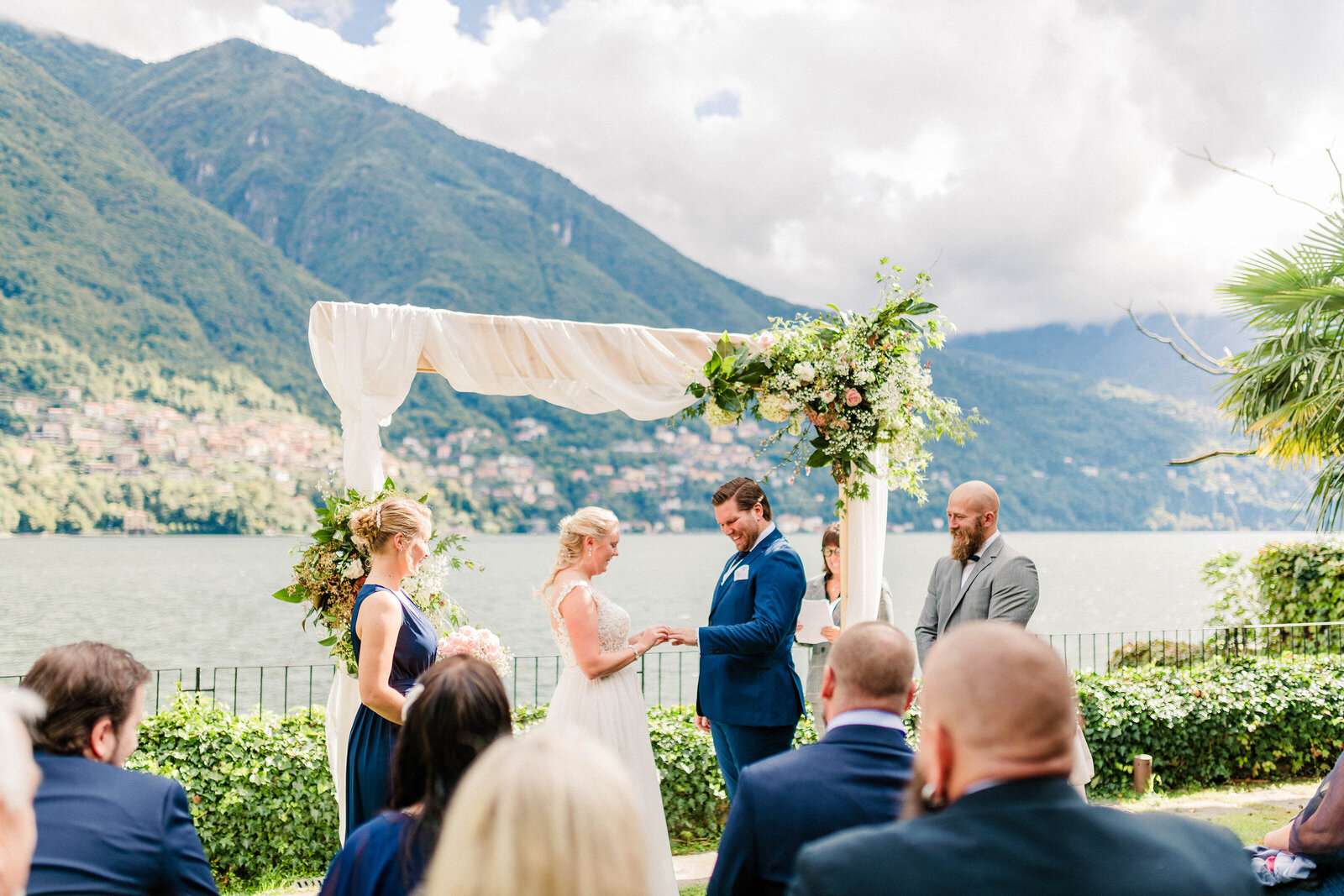 Outdoor ceremony with Lake Como as a backdrop