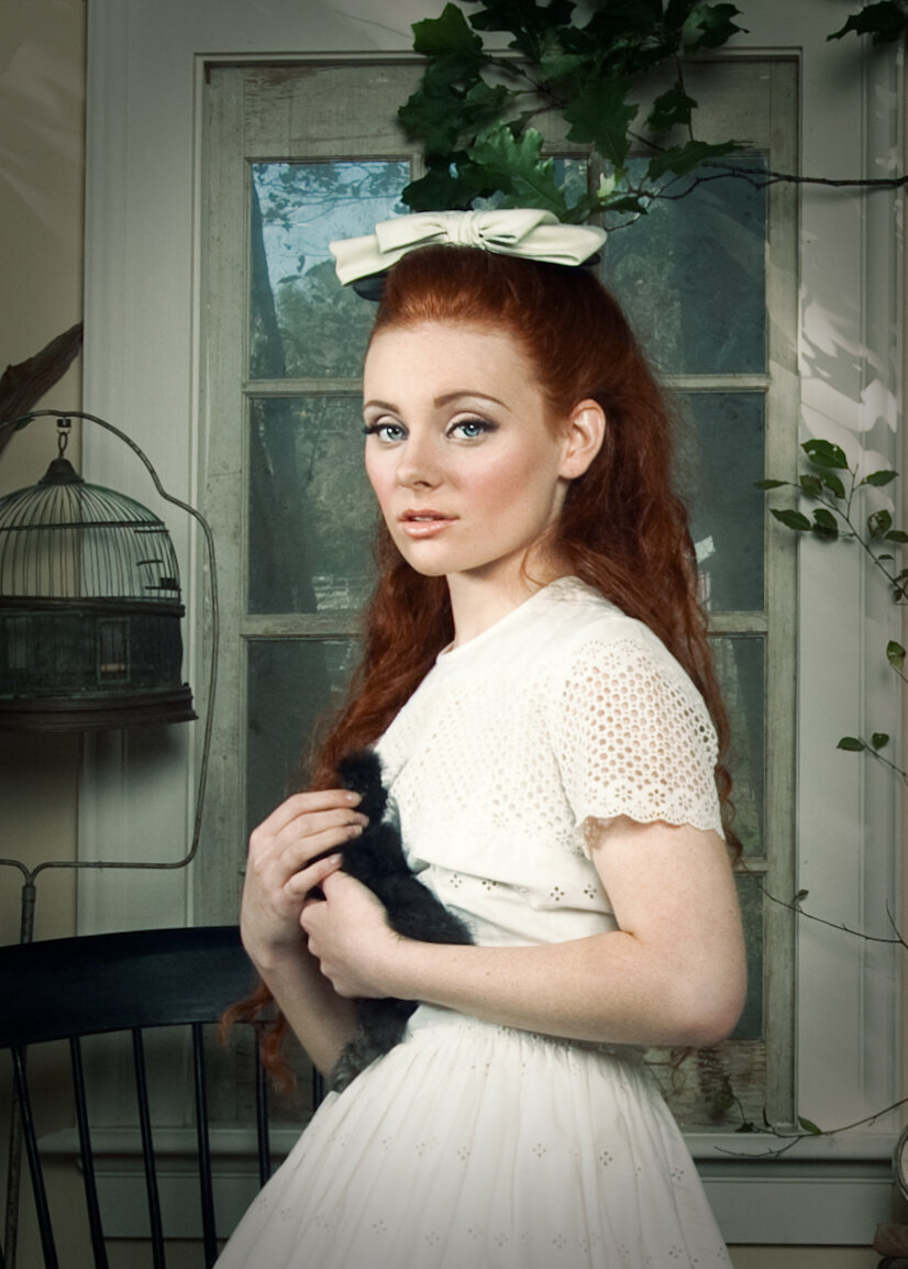 makeup for a model dressed as a doll