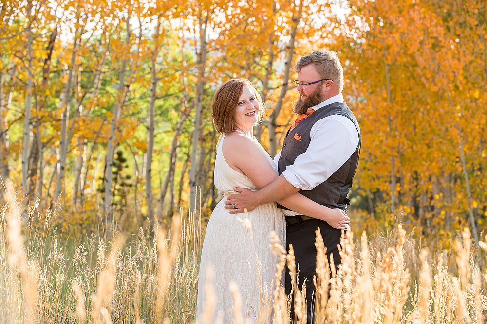 Elopement photographer Denver with couple just outside of Brainard Lake