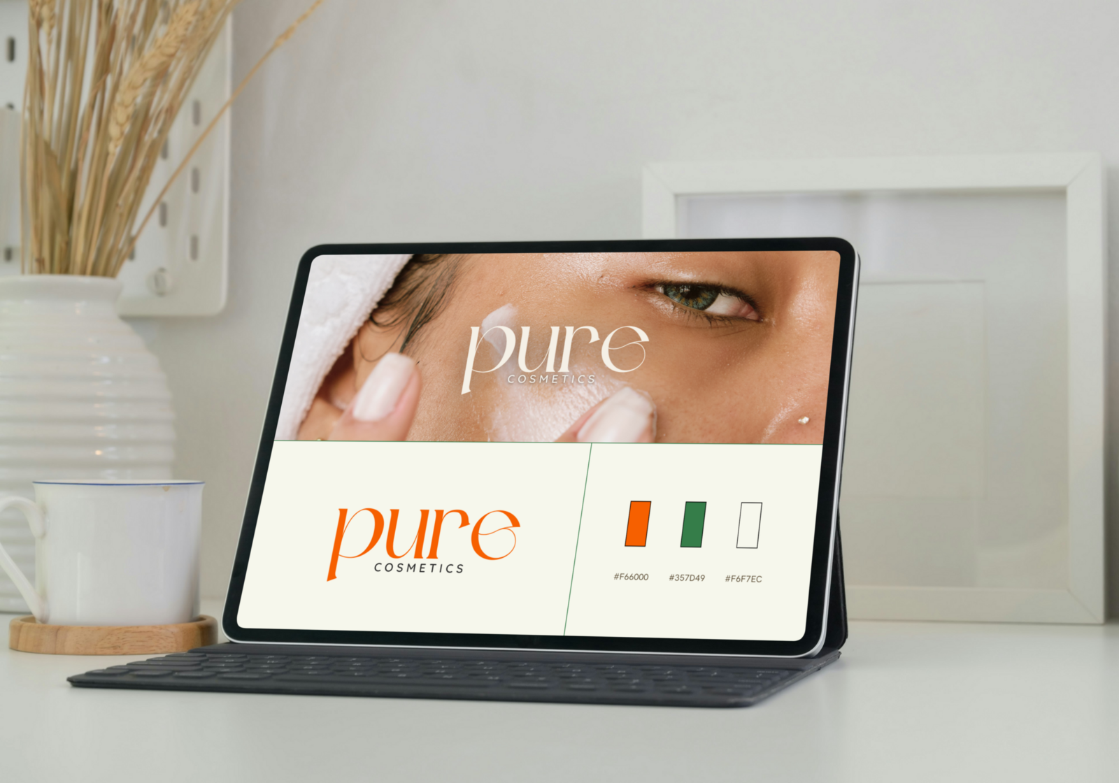 Aperçu d'une identité visuelle d'une marque de beauté cosmetique.