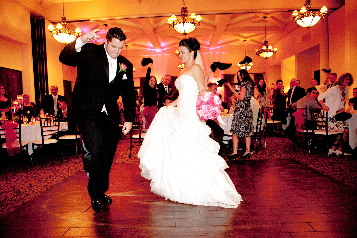 reception space at wedgewood purple uplighting first dance