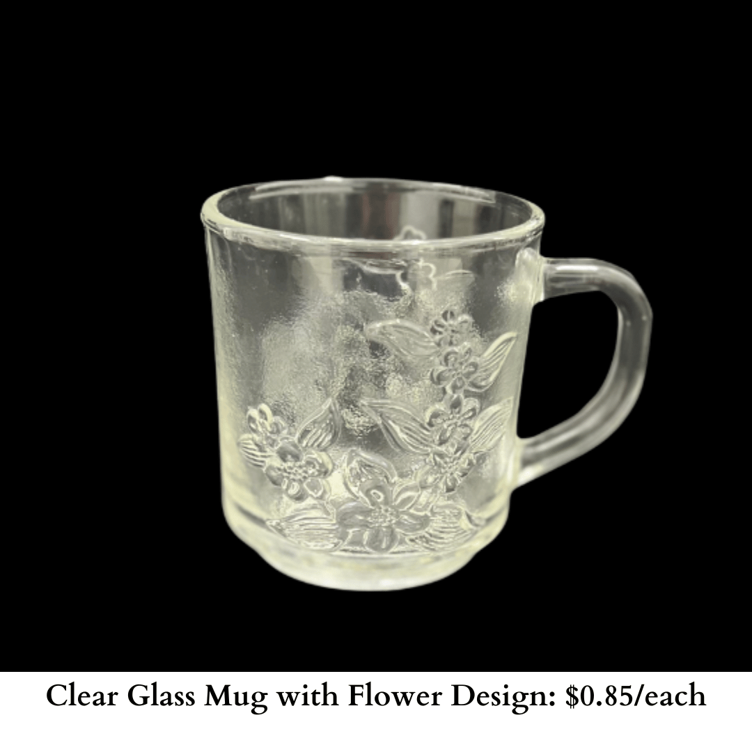 Clear Glass Mug with Flower Design-928
