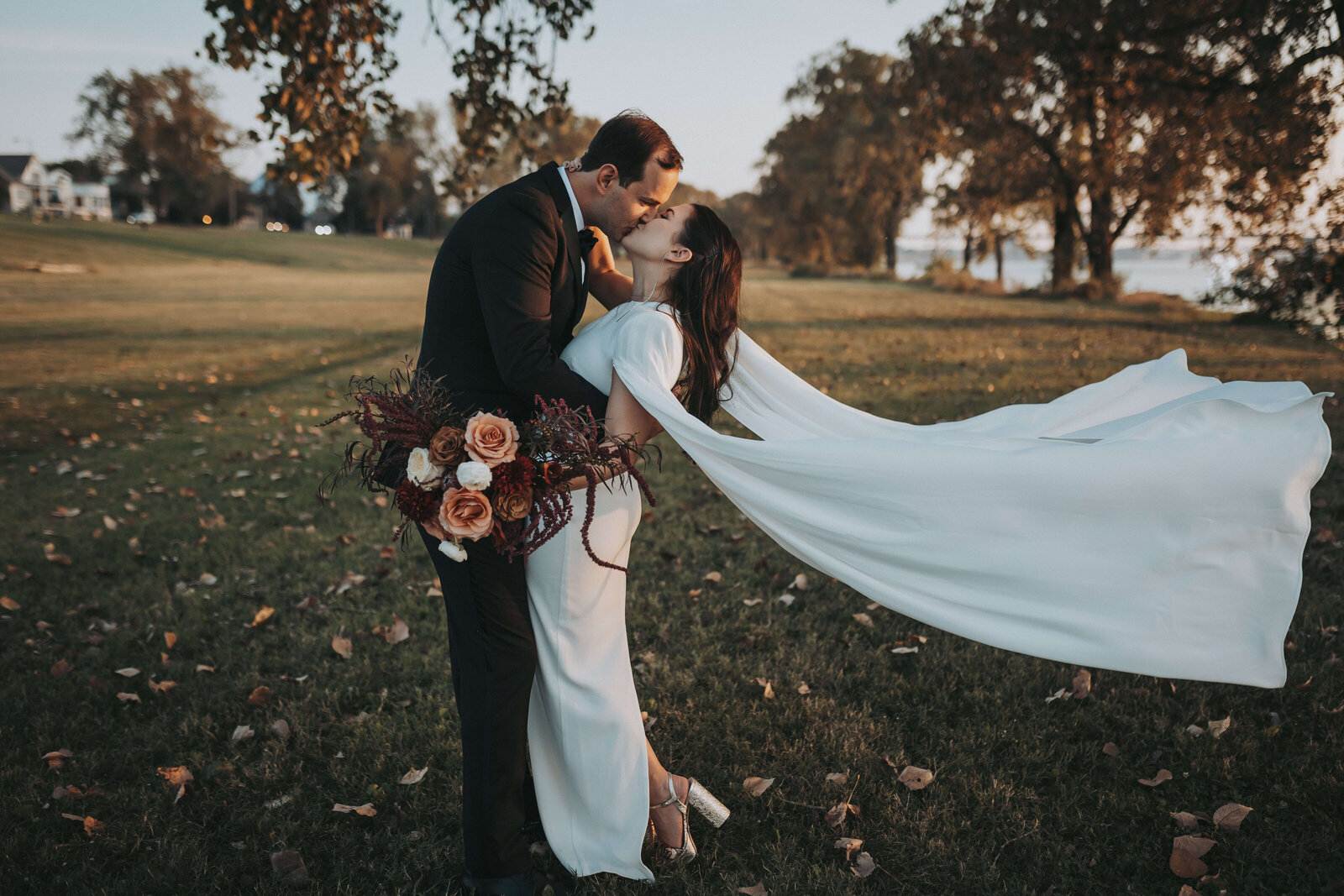 glamorous elopement portraits on the mississippi river