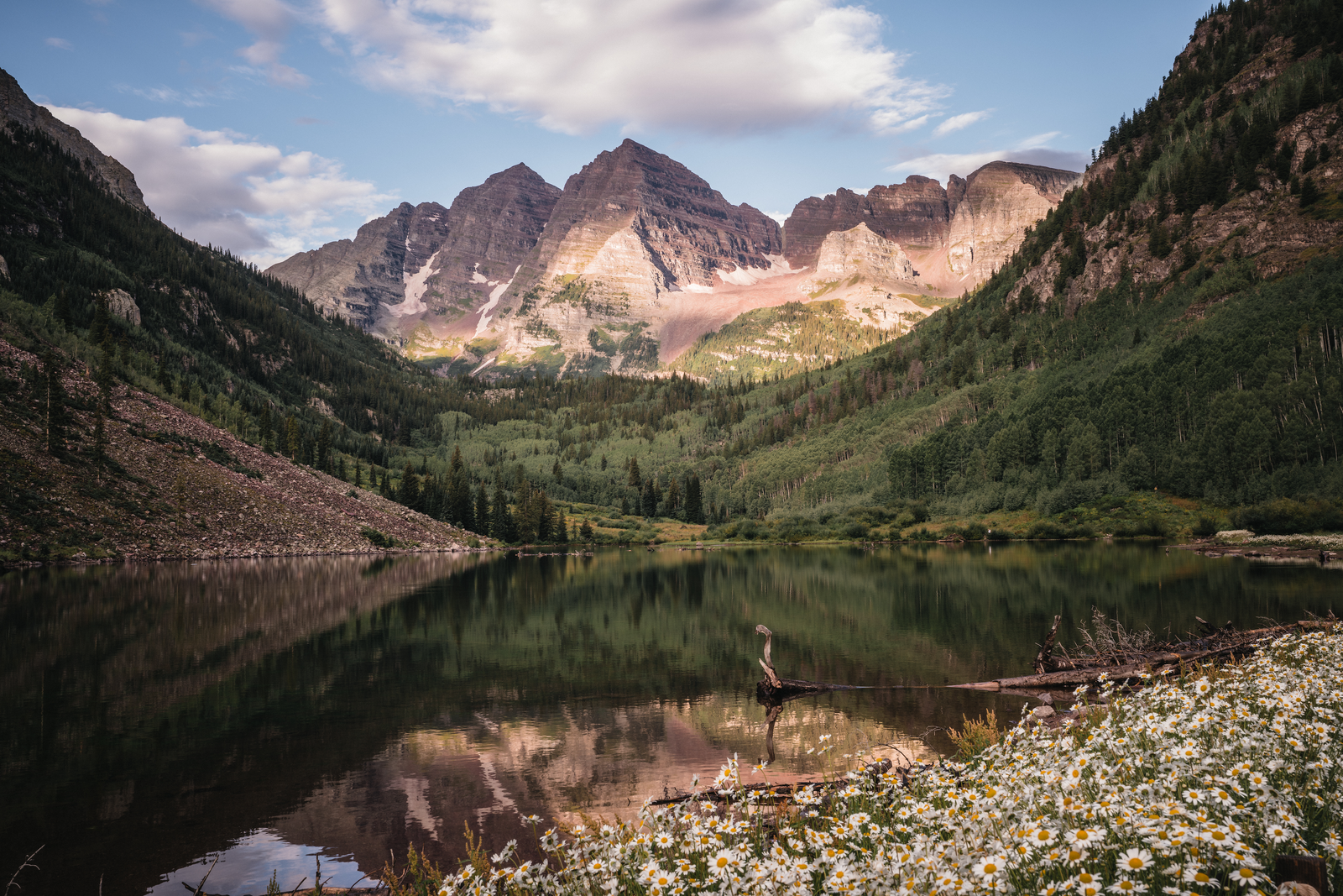 Maroon Bells reflected in Maroon Lake