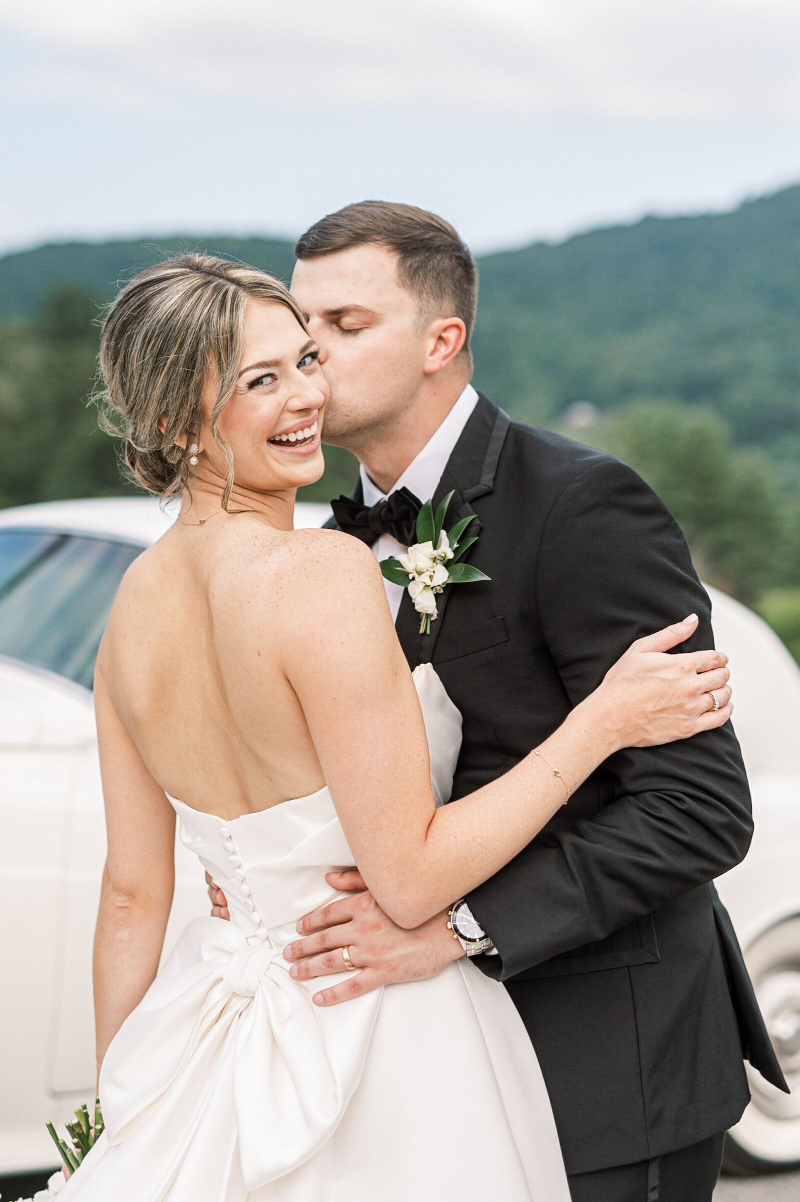 joyful bride elegant summer mountain wedding Chestnut Ridge Asheville NC